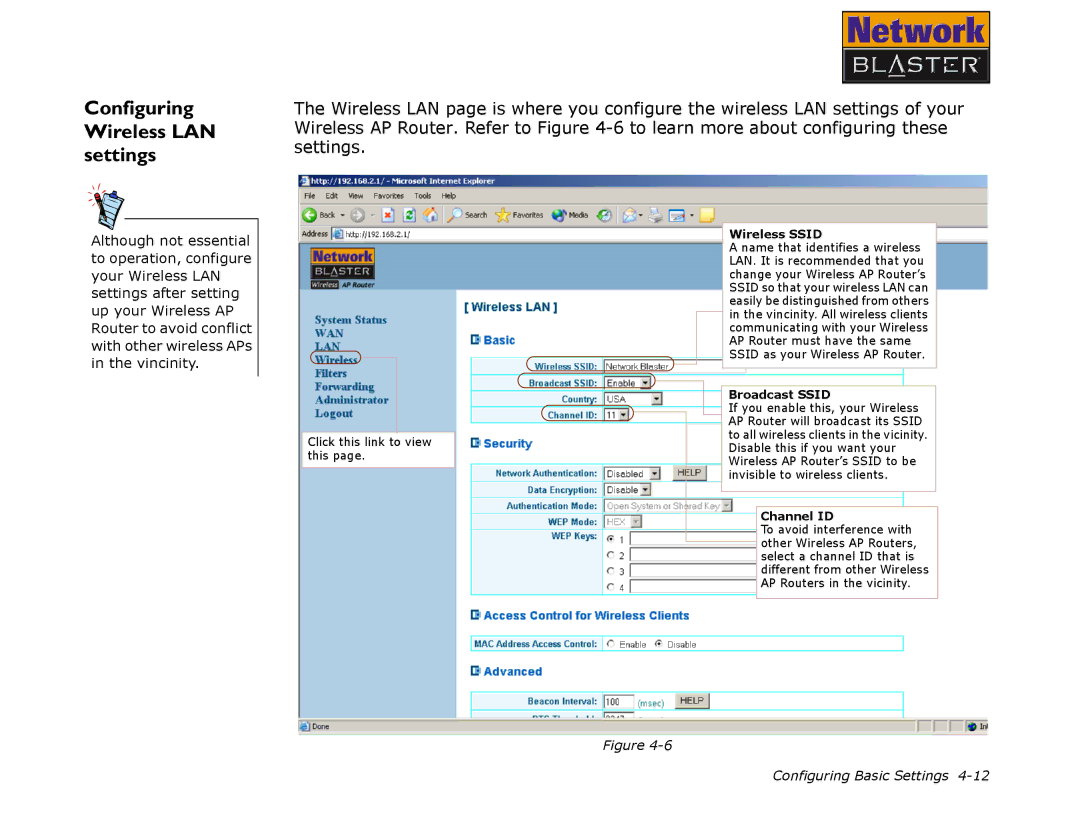 Creative CW2202 manual Configuring Wireless LAN settings, Wireless Ssid 