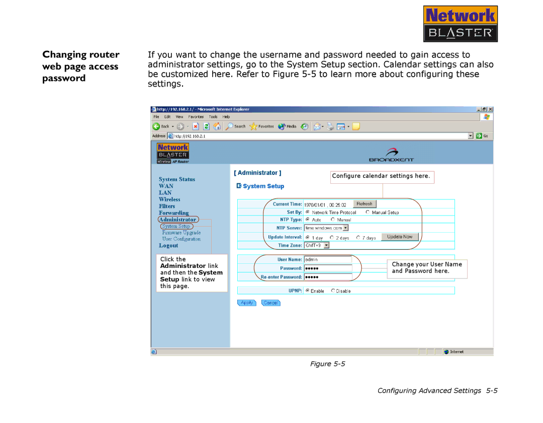 Creative CW2202 manual Changing router web page access password 