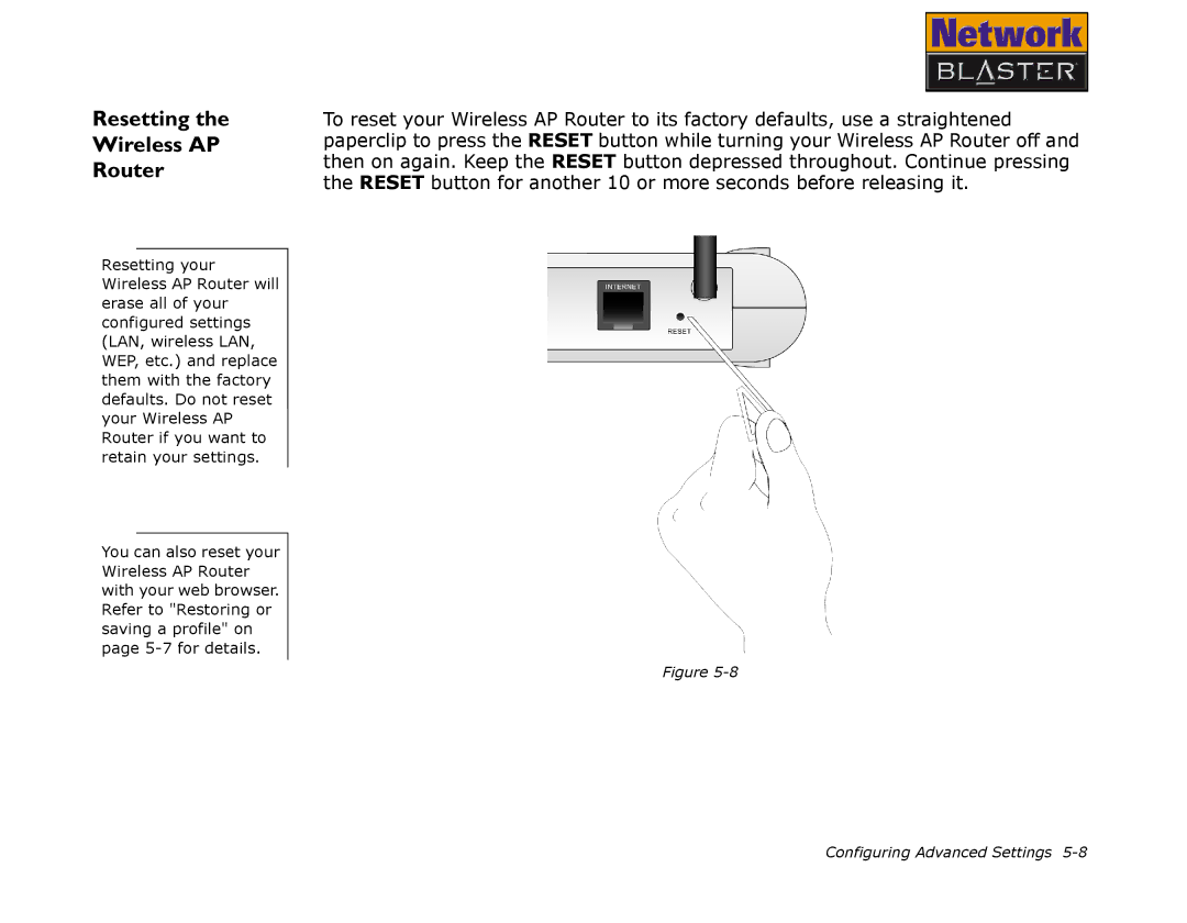 Creative CW2202 manual Resetting Wireless AP Router 