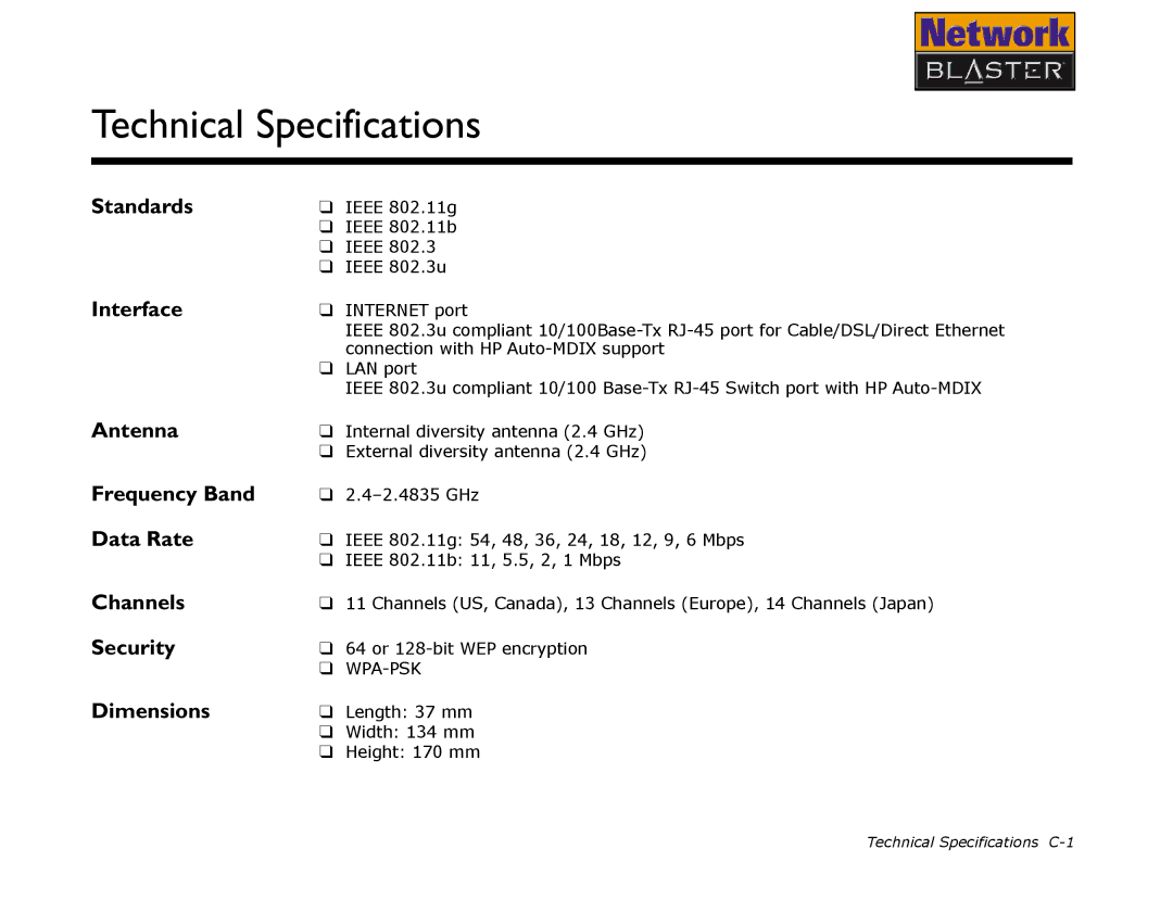 Creative CW2202 manual Technical Specifications 