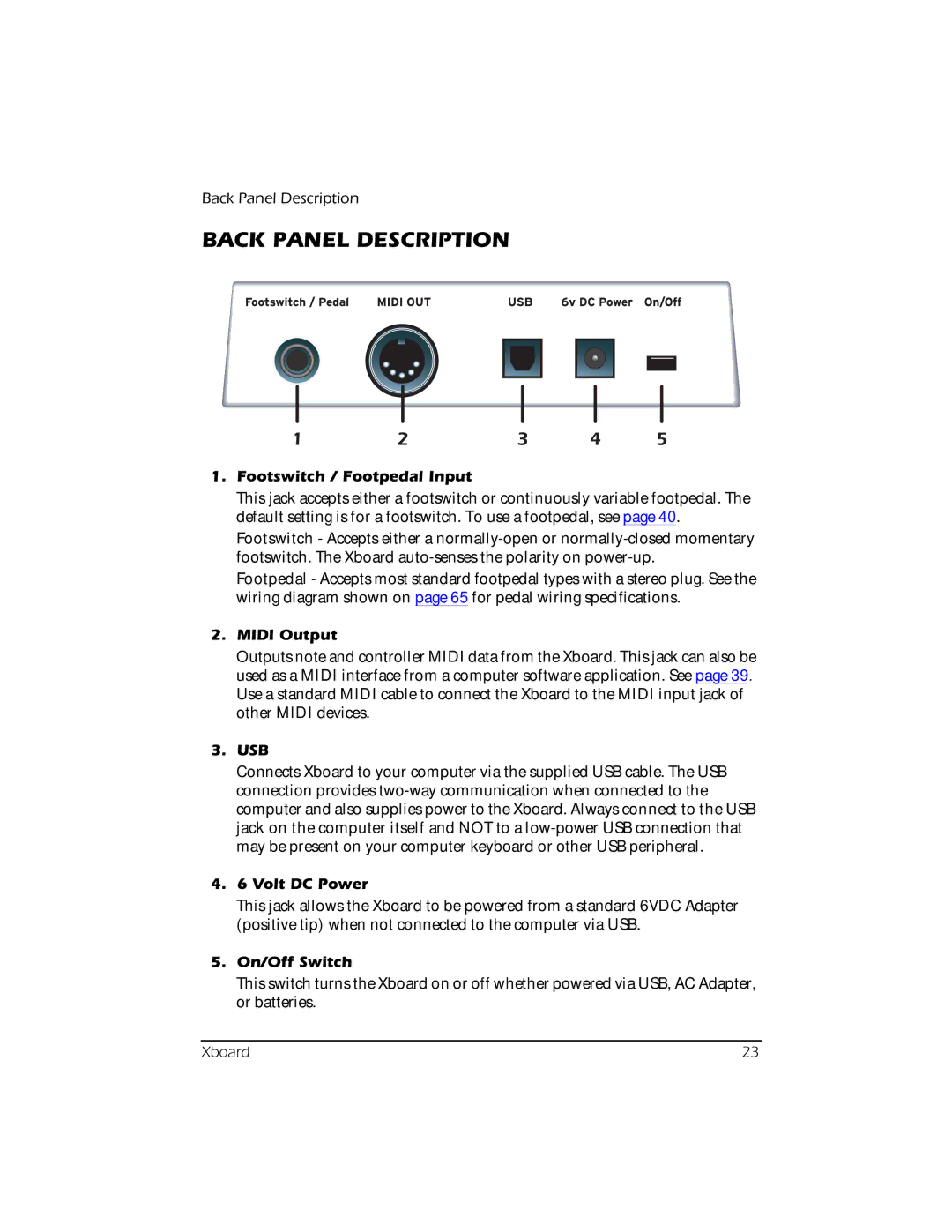 Creative E-MU manual Back Panel Description 