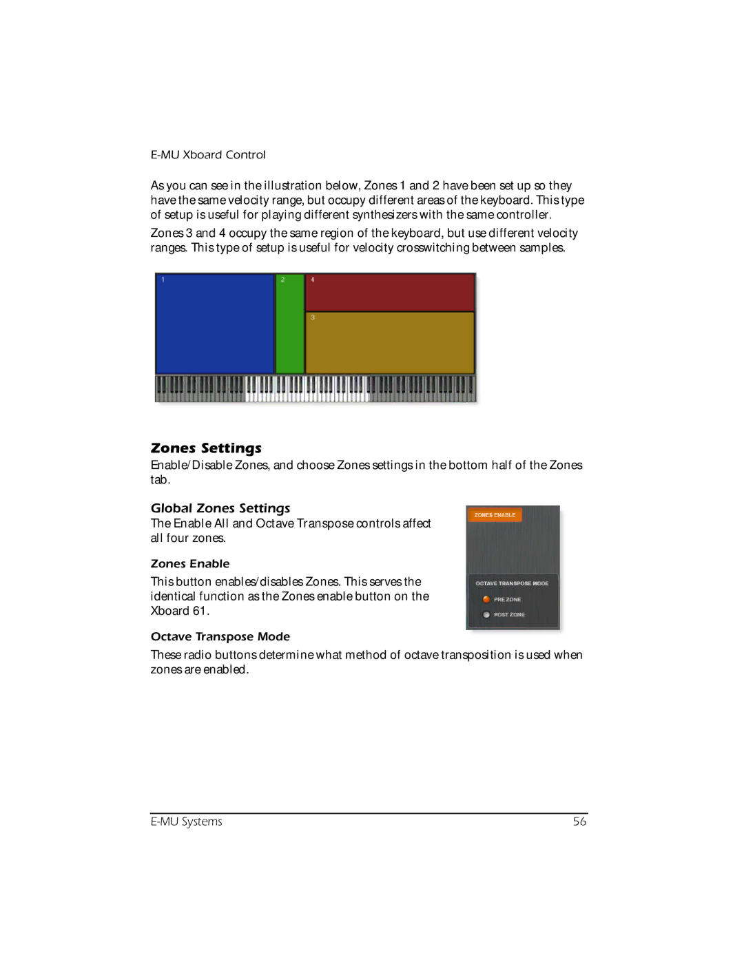 Creative E-MU manual Global Zones Settings 