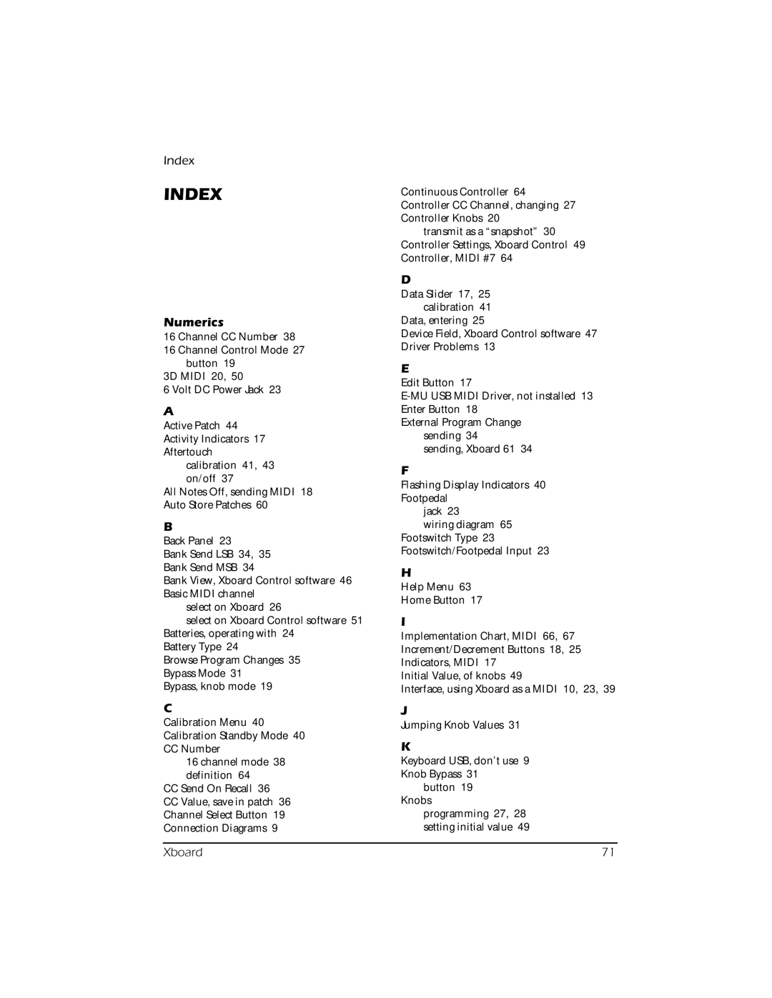 Creative E-MU manual Index, Numerics 