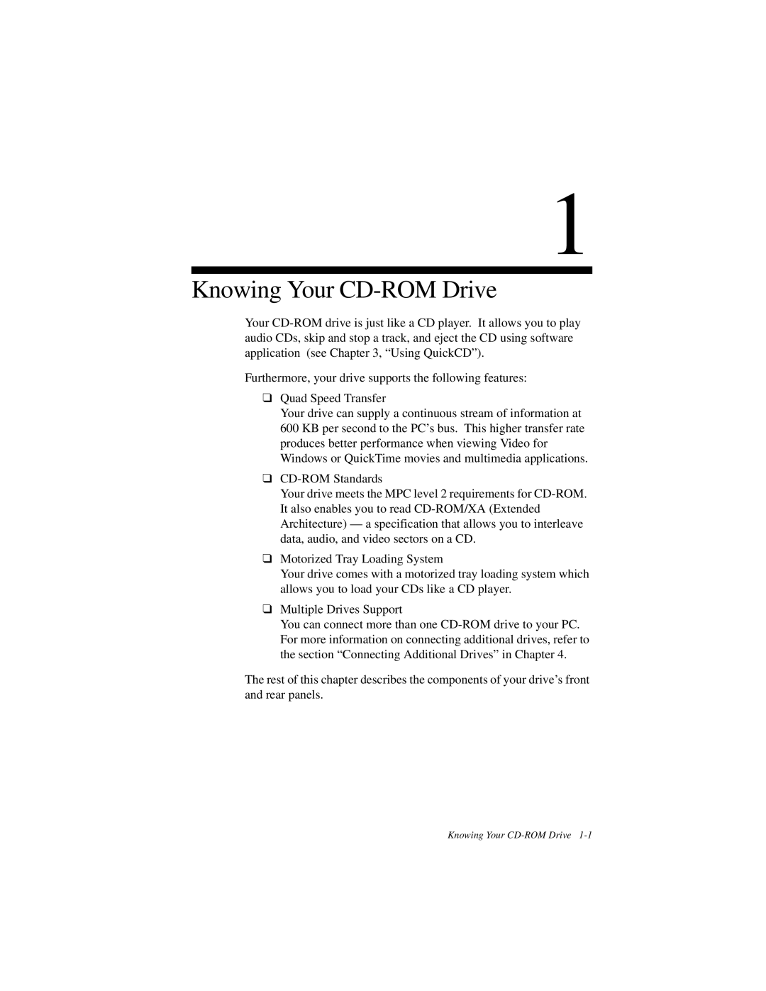 Creative GCD-R542B manual Knowing Your CD-ROM Drive 