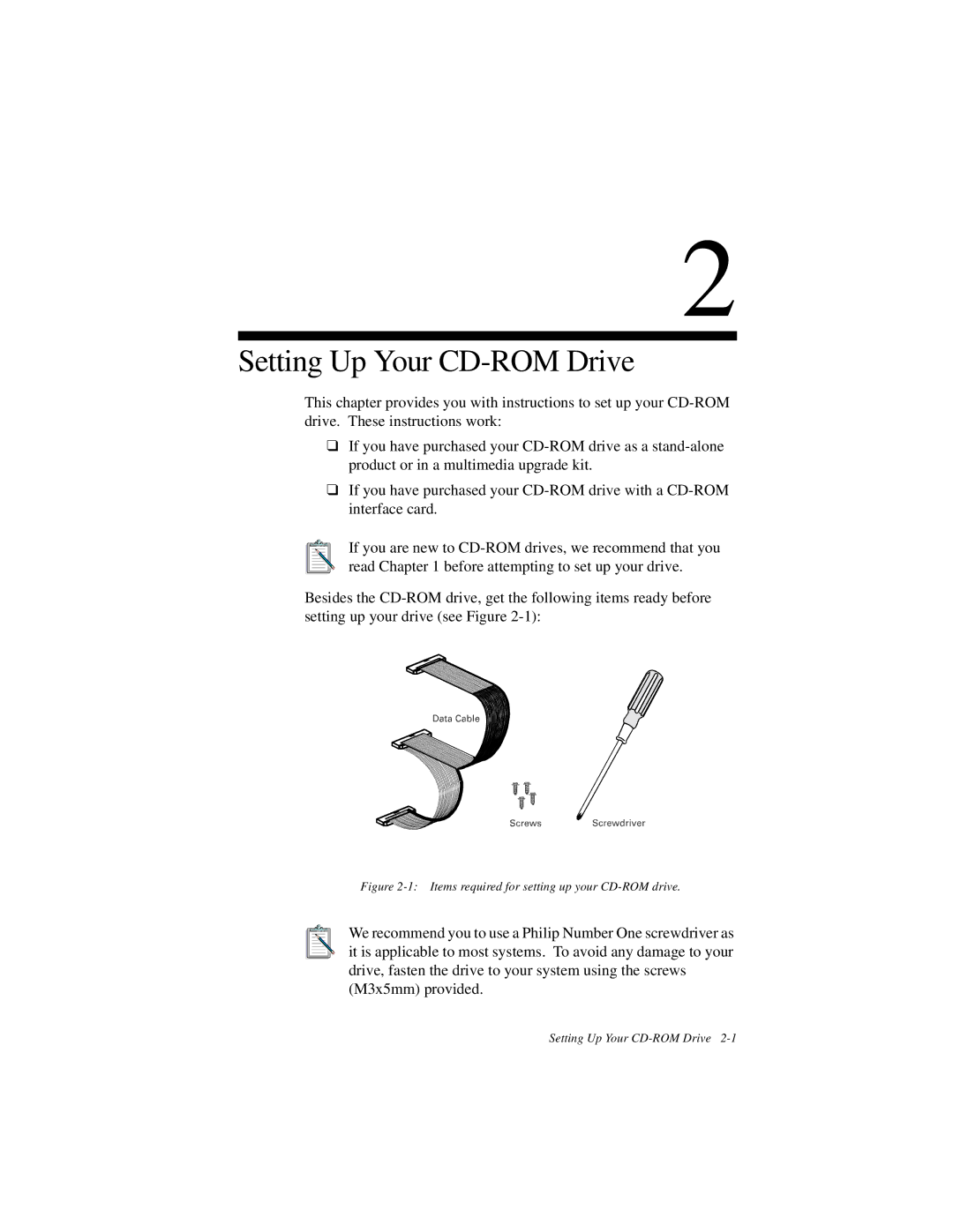 Creative GCD-R542B manual Setting Up Your CD-ROM Drive, Items required for setting up your CD-ROM drive 