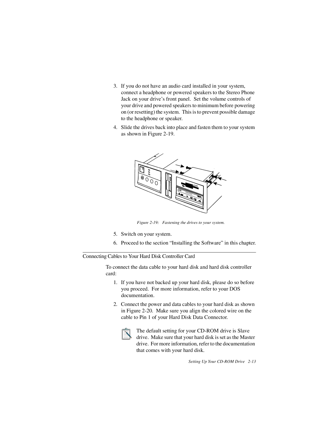 Creative GCD-R542B manual Fastening the drives to your system 