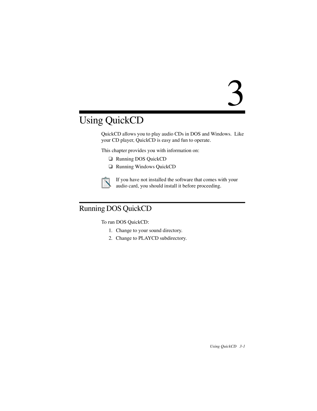 Creative GCD-R542B manual Using QuickCD, Running DOS QuickCD 