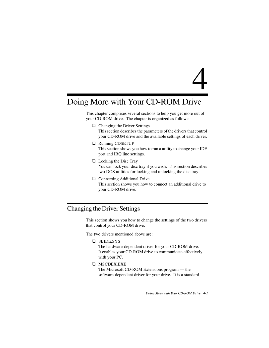 Creative GCD-R542B manual Doing More with Your CD-ROM Drive, Changing the Driver Settings 