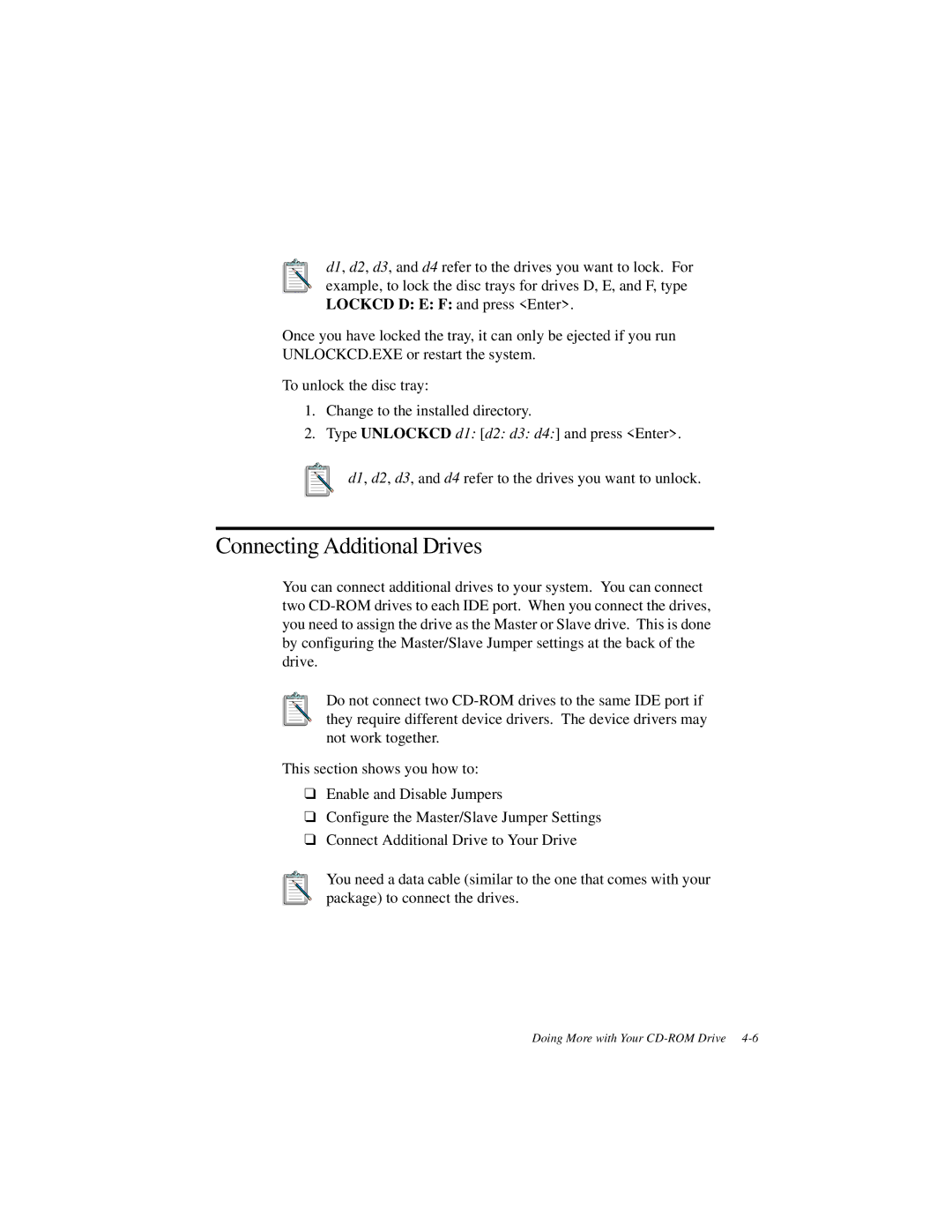 Creative GCD-R542B manual Connecting Additional Drives 