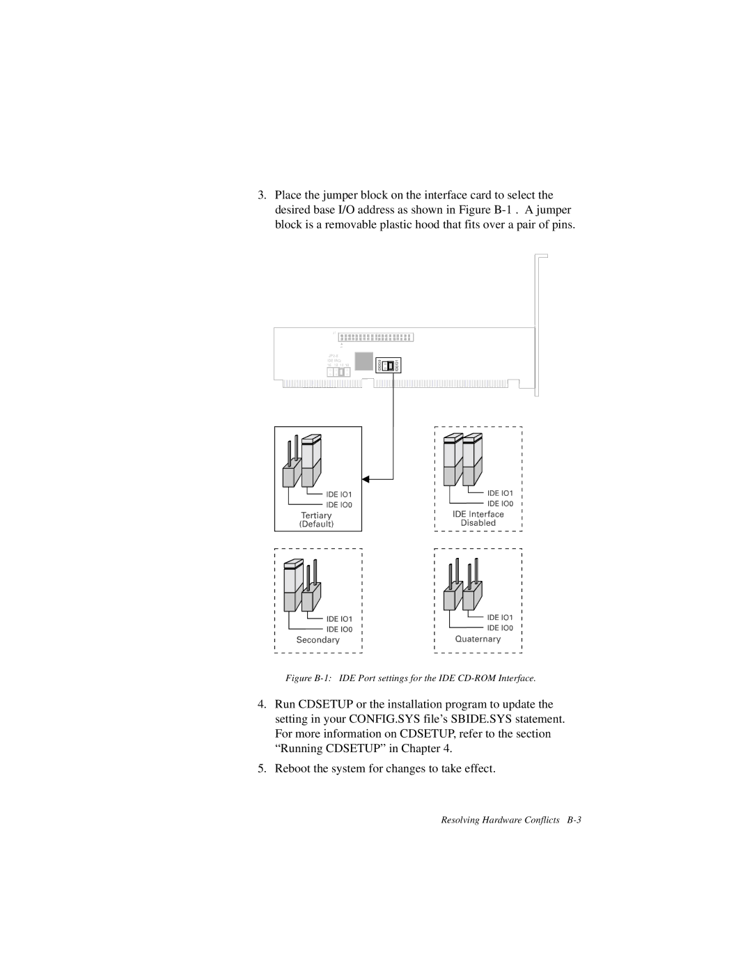 Creative GCD-R542B manual Figure B-1 IDE Port settings for the IDE CD-ROM Interface 