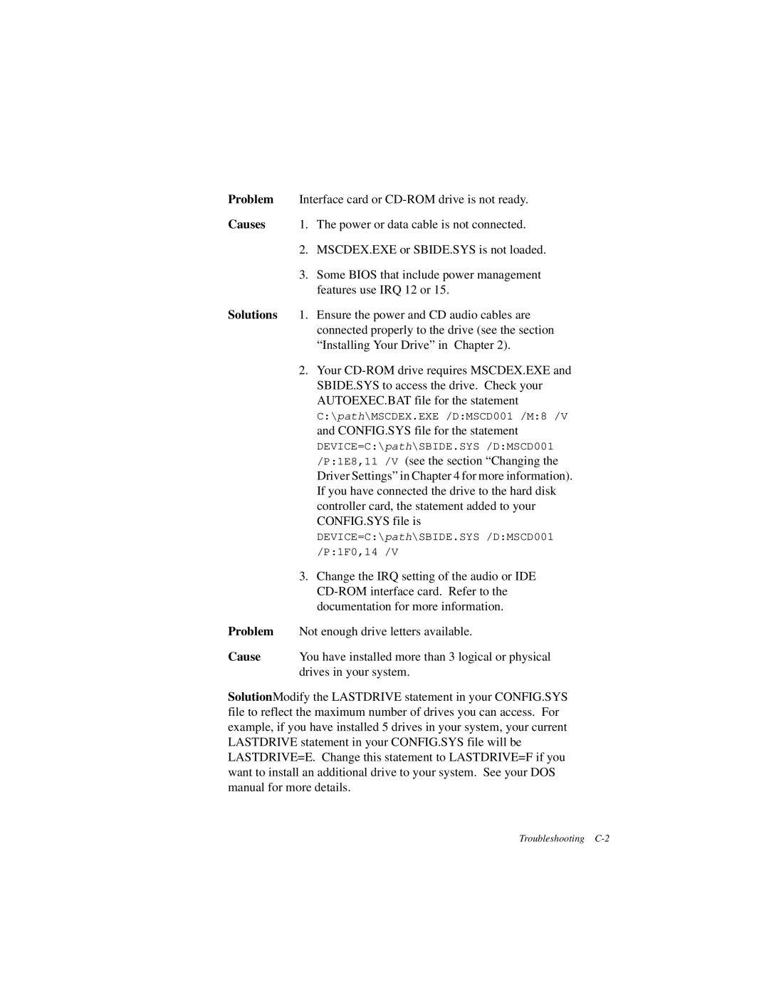 Creative GCD-R542B manual Troubleshooting C-2 