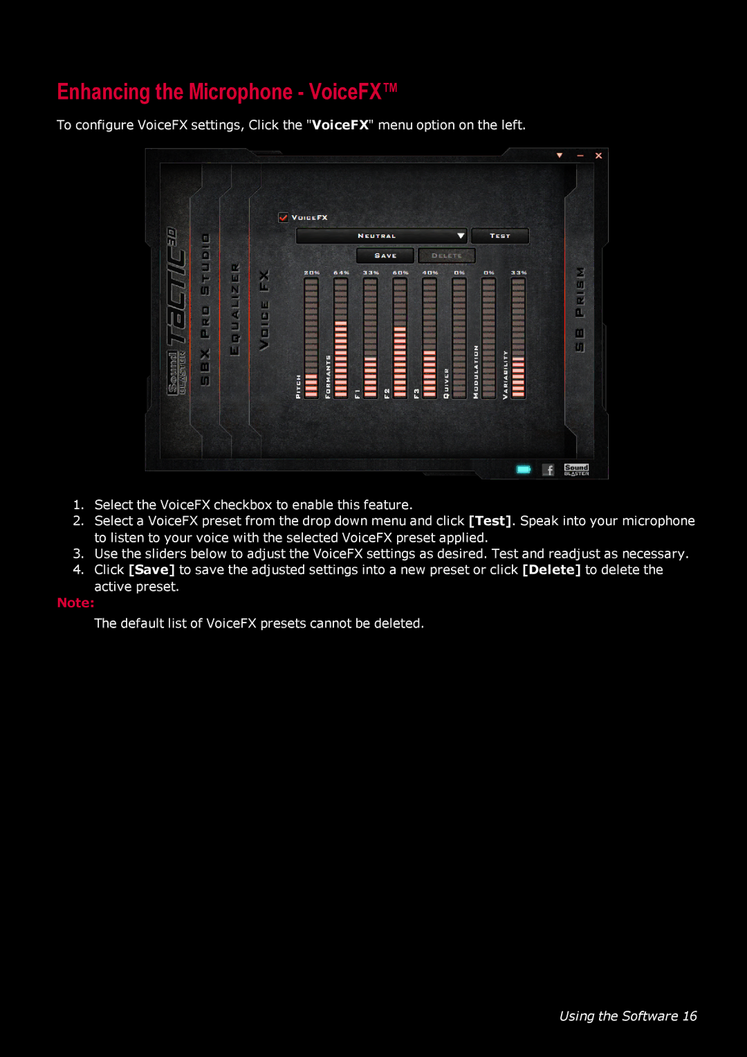 Creative GH0220A manual Enhancing the Microphone VoiceFX 