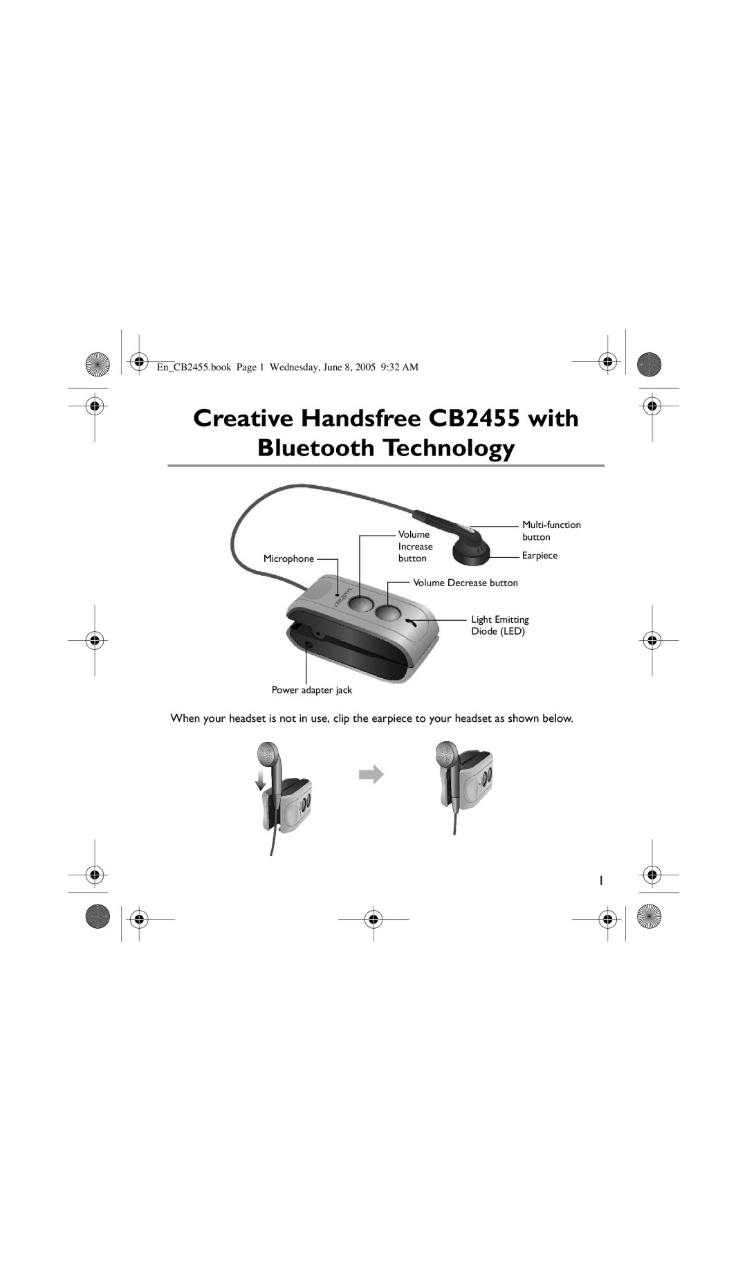 Creative Labs manual Creative Handsfree CB2455 with Bluetooth Technology, Microphone 