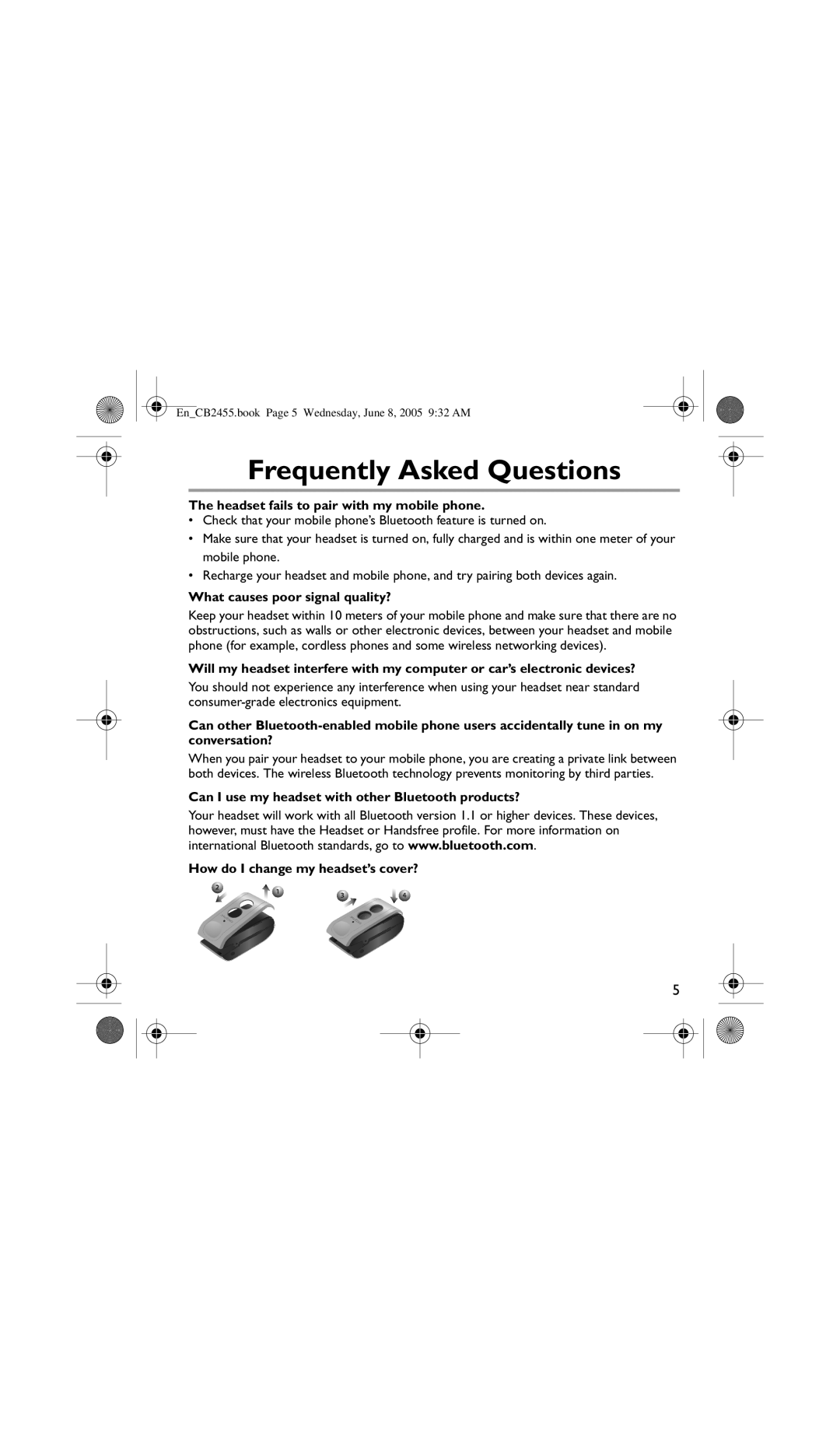 Creative Labs CB2455 manual Frequently Asked Questions, Headset fails to pair with my mobile phone 