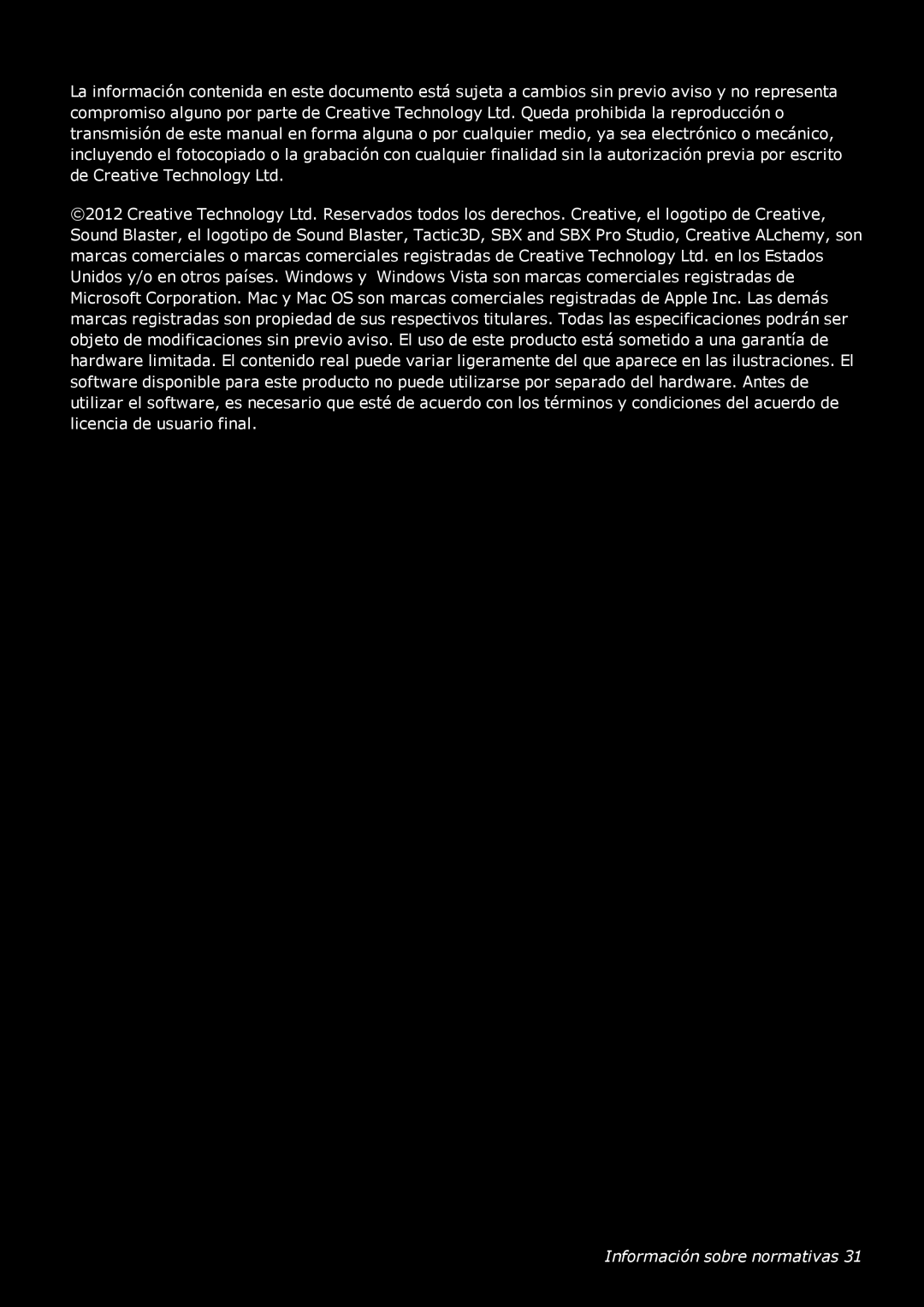 Creative Labs GH0220A manual Información sobre normativas 