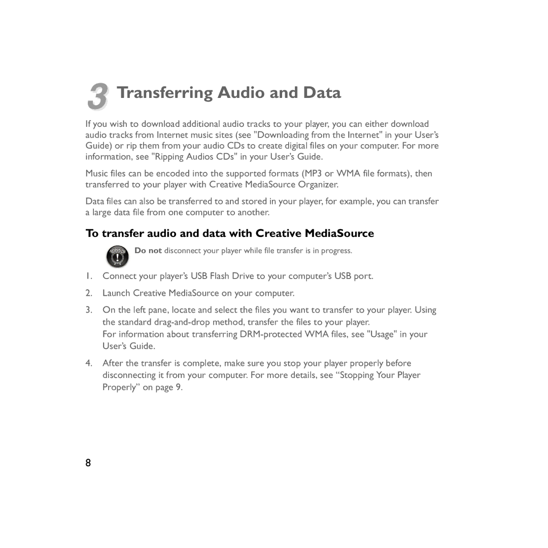 Creative Labs V200 manual Transferring Audio and Data 