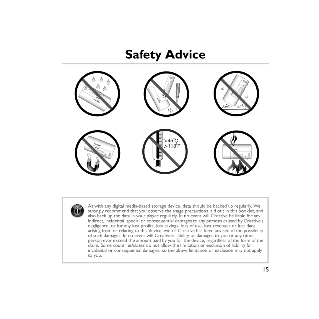 Creative Labs V200 manual Safety Advice 