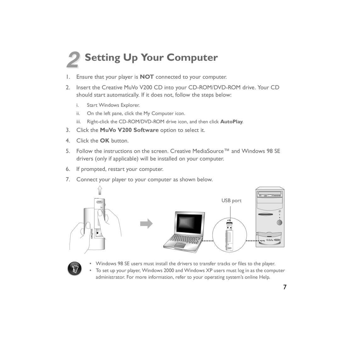 Creative Labs V200 manual Setting Up Your Computer 