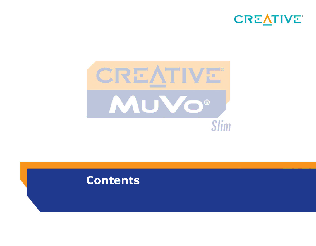 Creative MuVo Slim manual Contents 