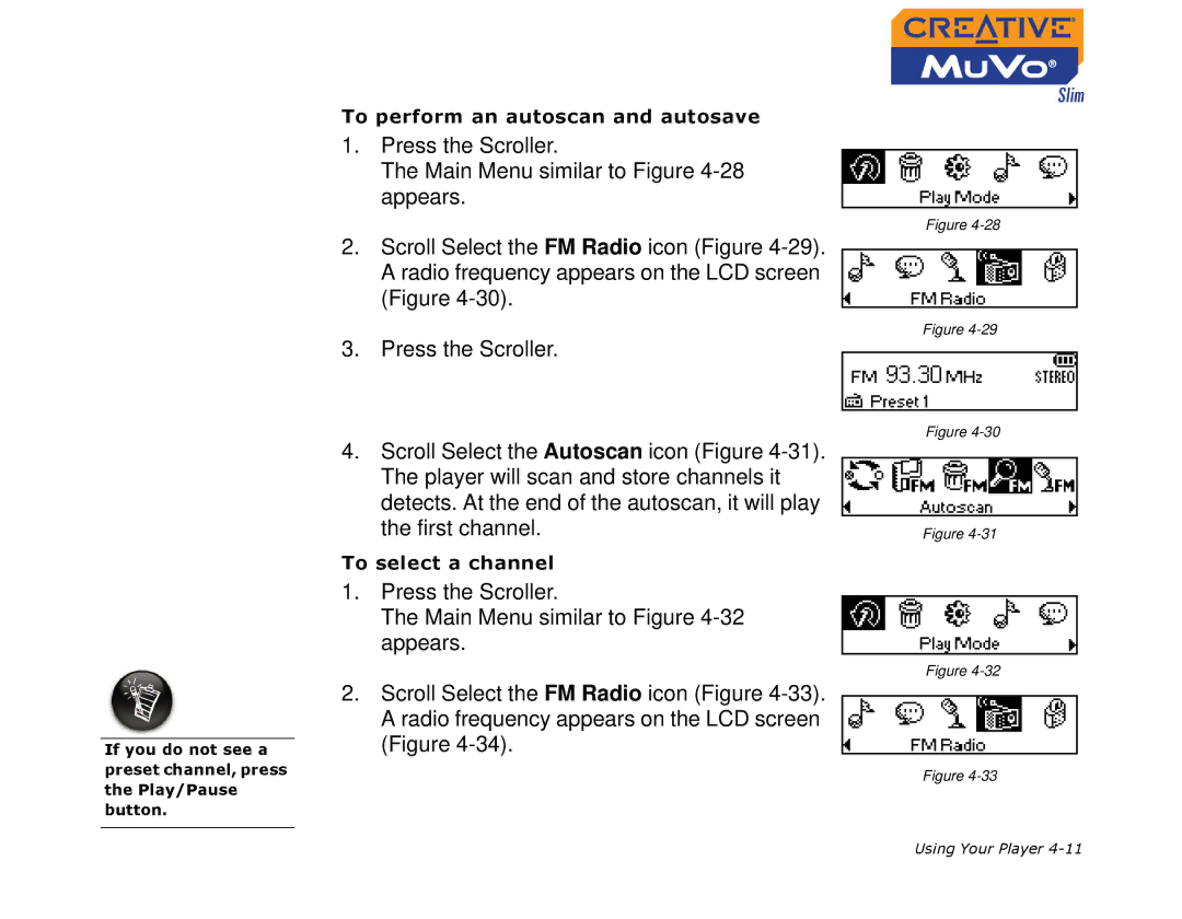 Creative MuVo Slim manual To perform an autoscan and autosave 