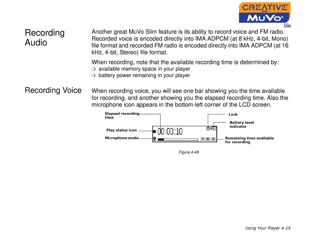 Creative MuVo Slim manual Recording Audio 