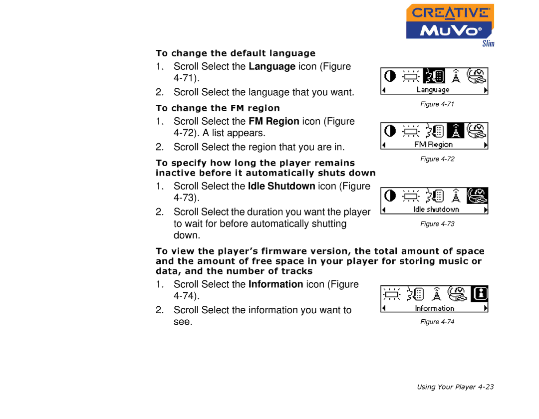 Creative MuVo Slim manual To change the default language 