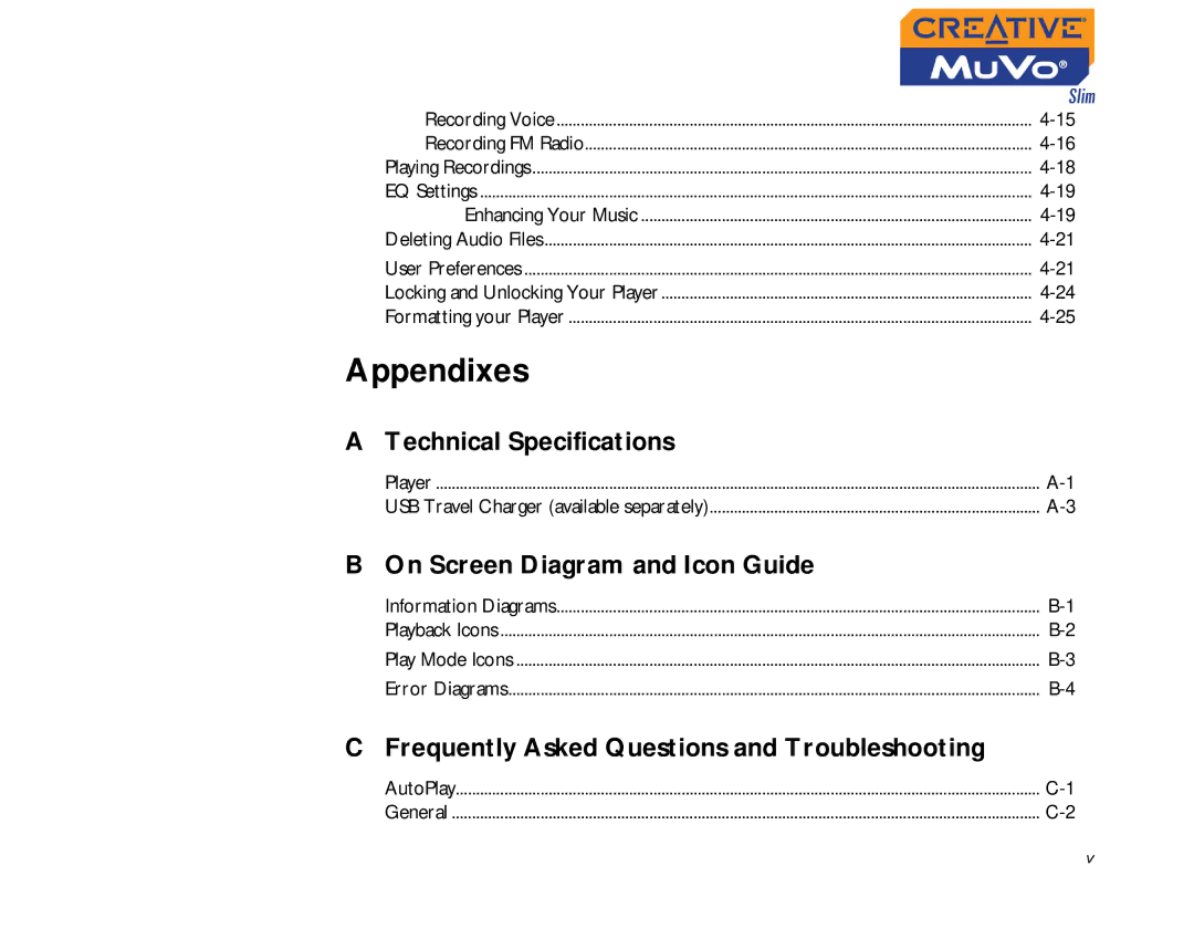 Creative MuVo Slim manual Appendixes 