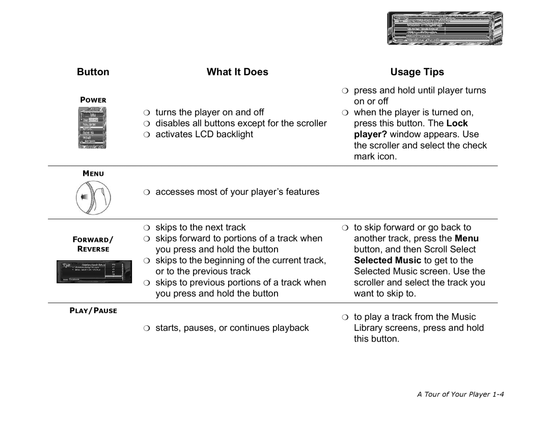 Creative NOMAD Zen XTRA manual What It Does Usage Tips 