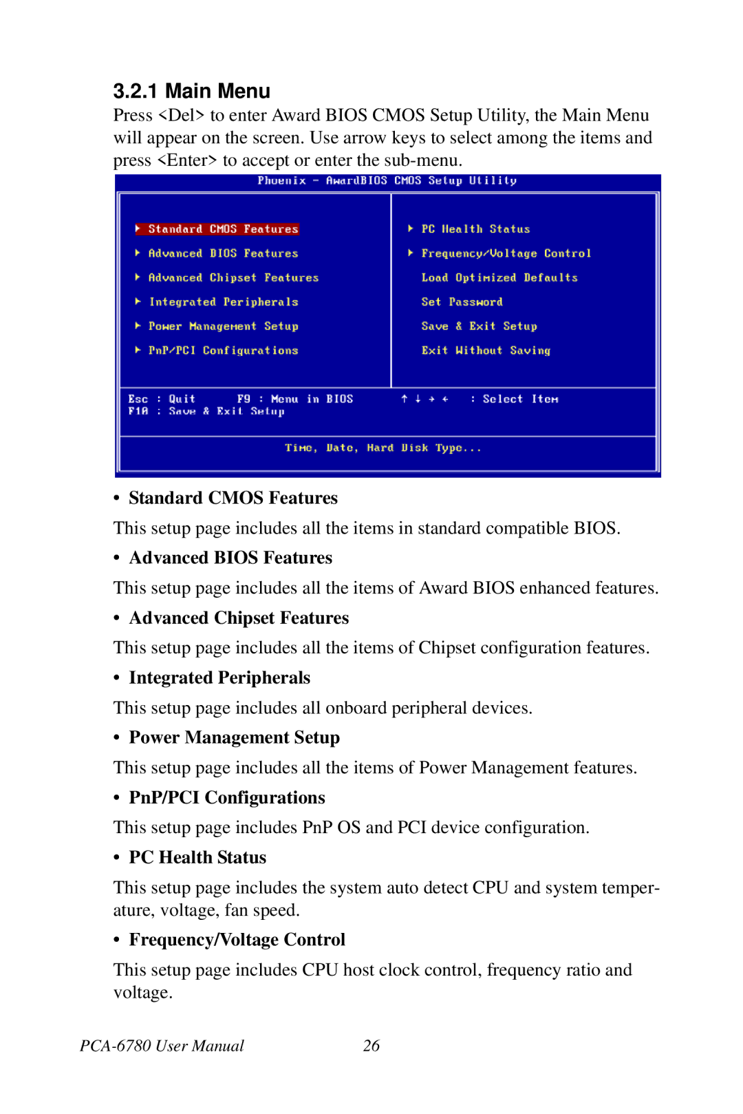 Creative PCA-6780 user manual Main Menu 