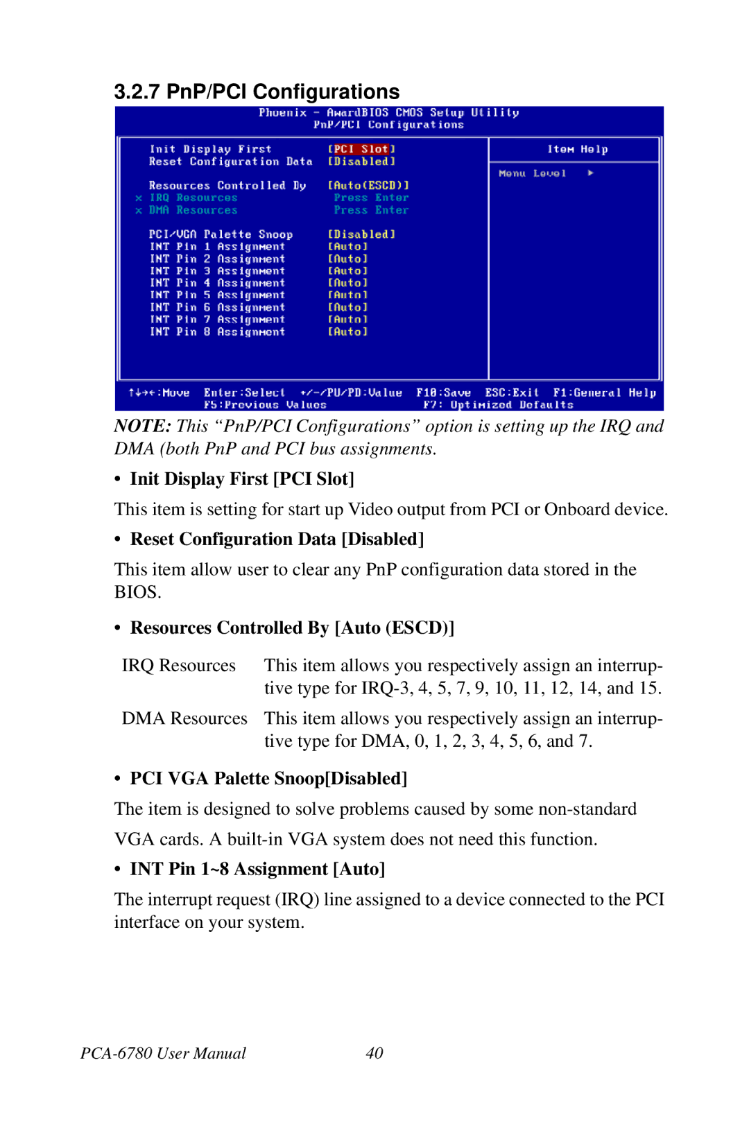 Creative PCA-6780 user manual 7 PnP/PCI Configurations 