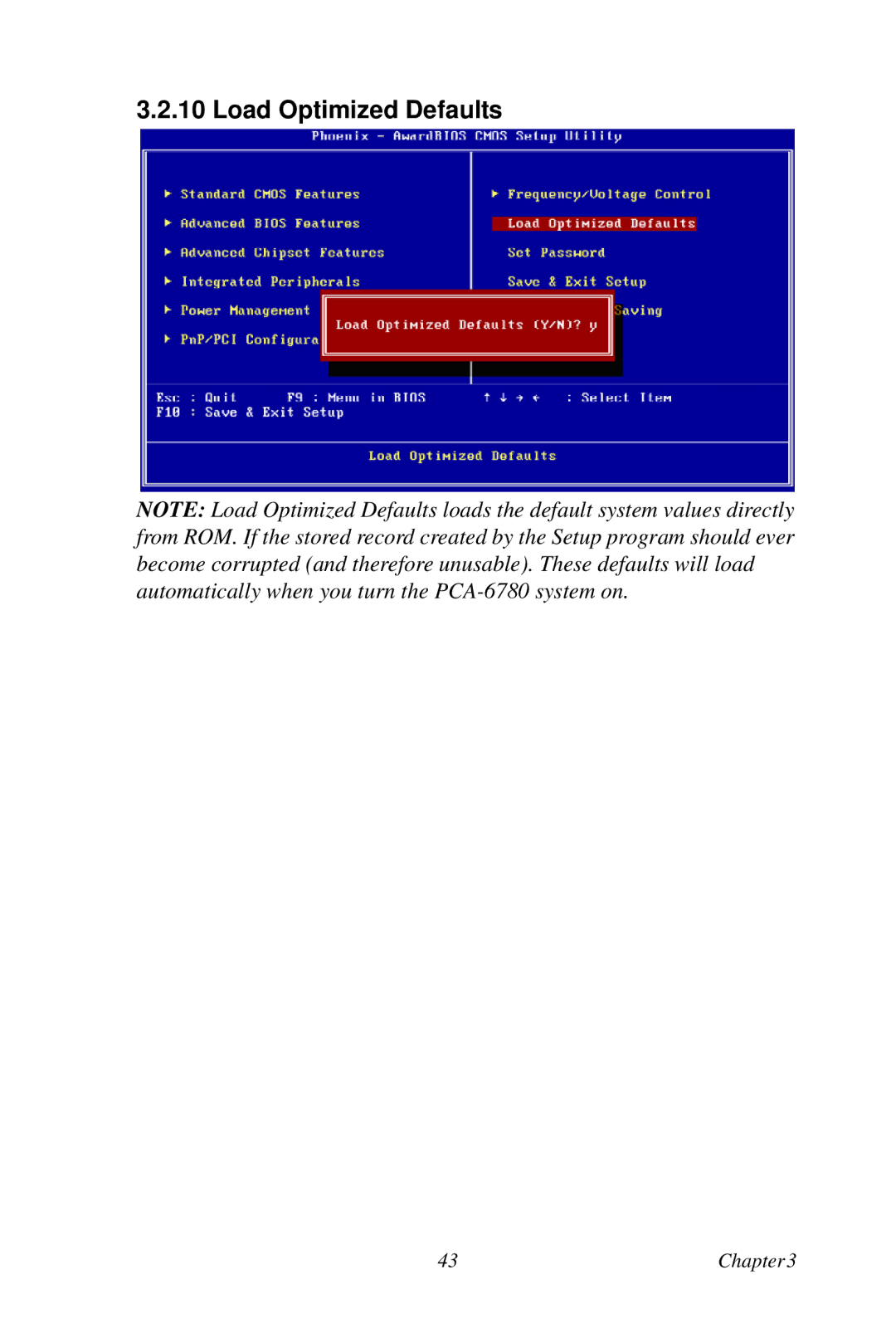 Creative PCA-6780 user manual Load Optimized Defaults 