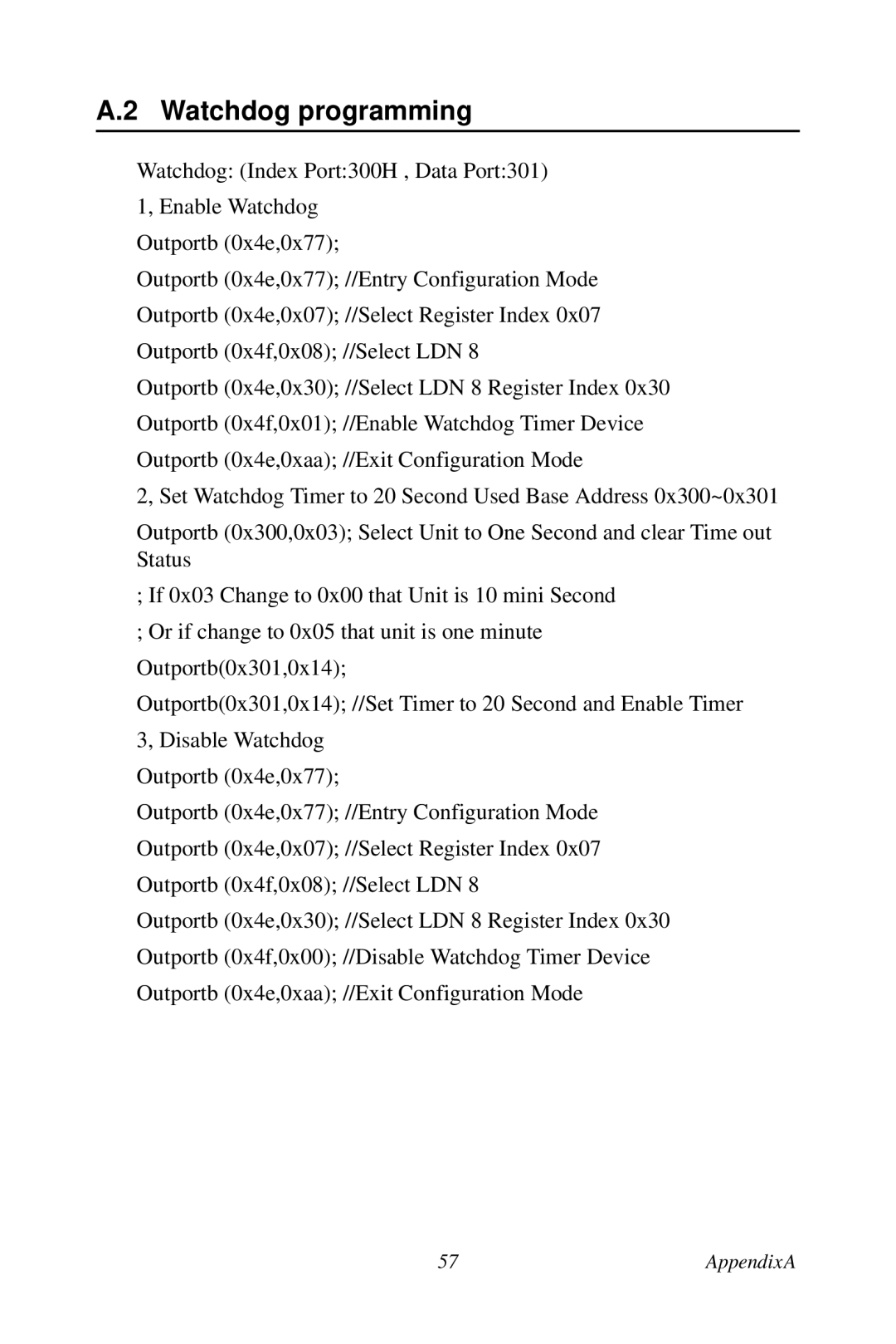 Creative PCA-6780 user manual Watchdog programming 