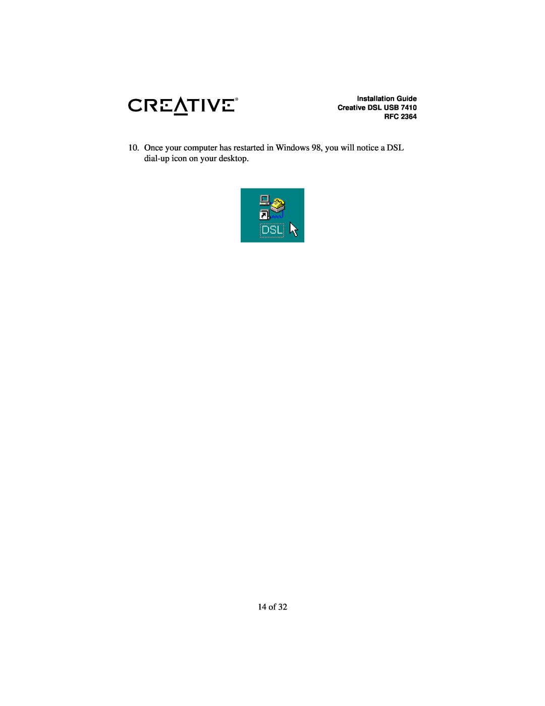 Creative RFC 2364 appendix 14 of, Installation Guide Creative DSL USB RFC 