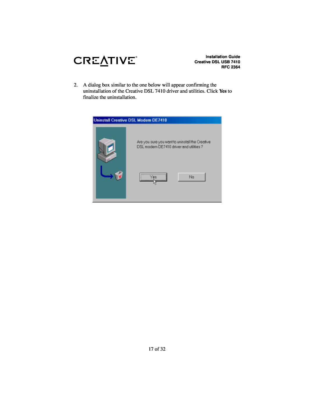Creative RFC 2364 appendix 17 of, Installation Guide Creative DSL USB RFC 