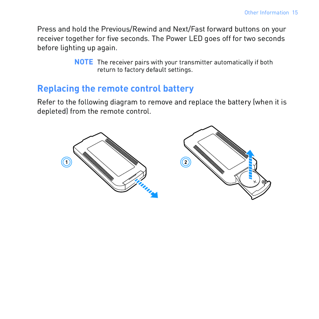 Creative SB1122 manual Replacing the remote control battery 