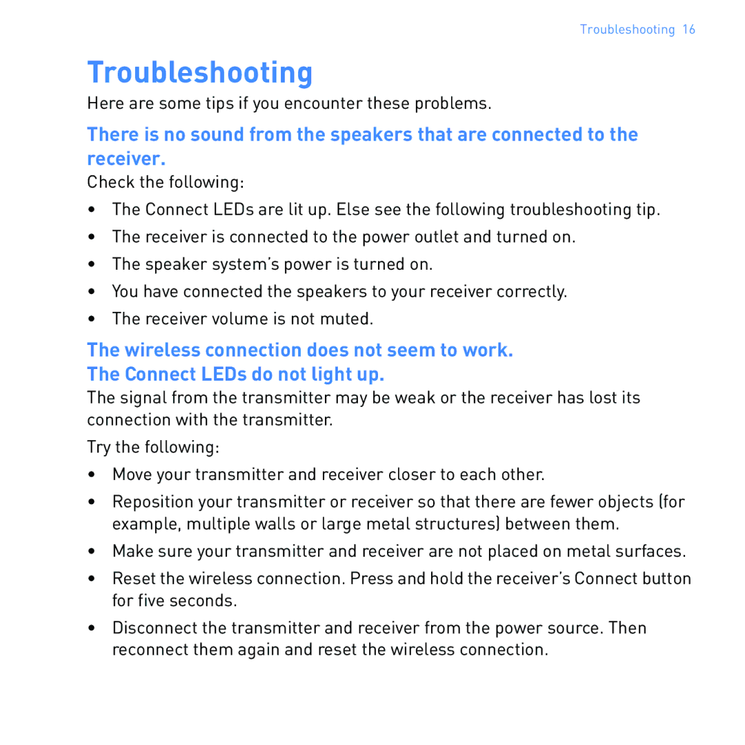 Creative SB1122 manual Troubleshooting 