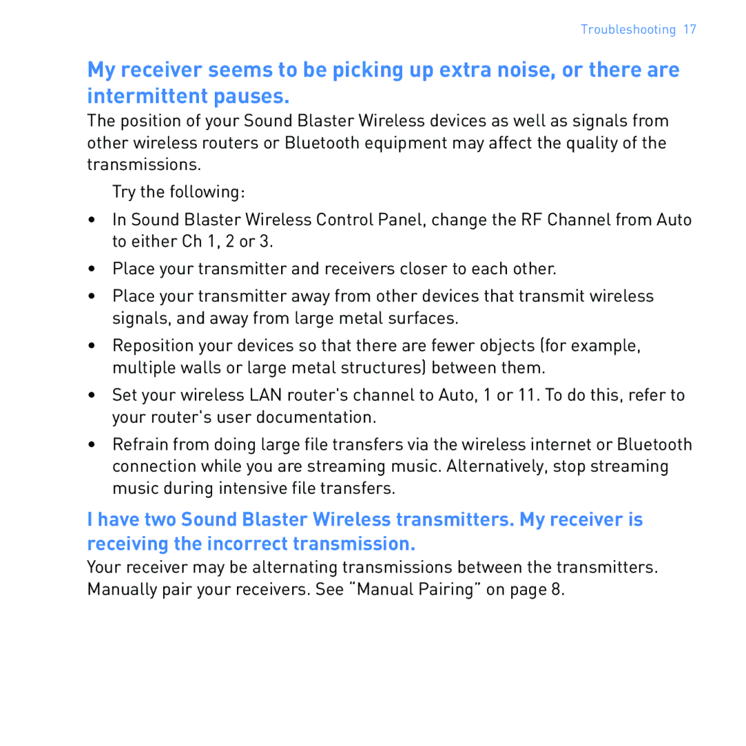 Creative SB1122 manual Troubleshooting 