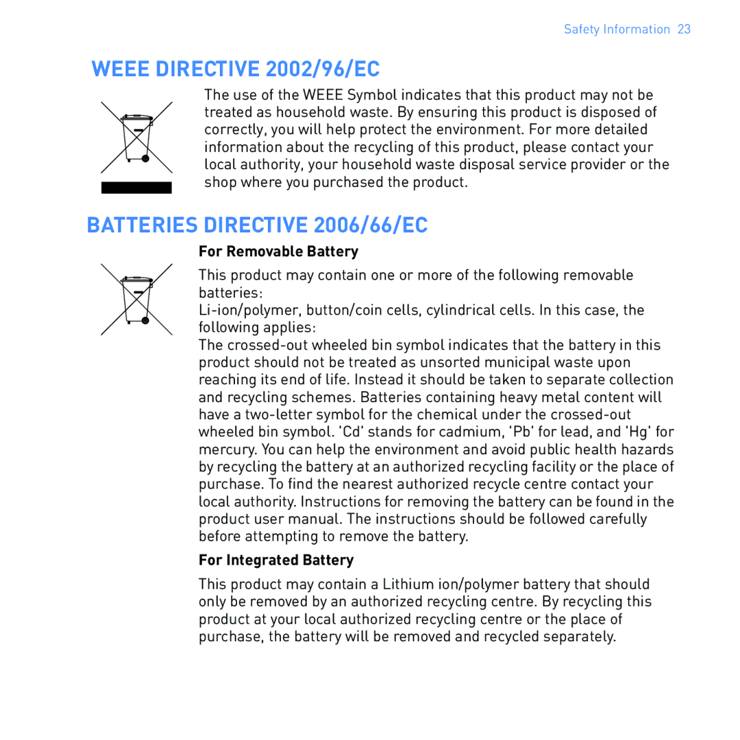 Creative SB1122 manual Weee Directive 2002/96/EC 