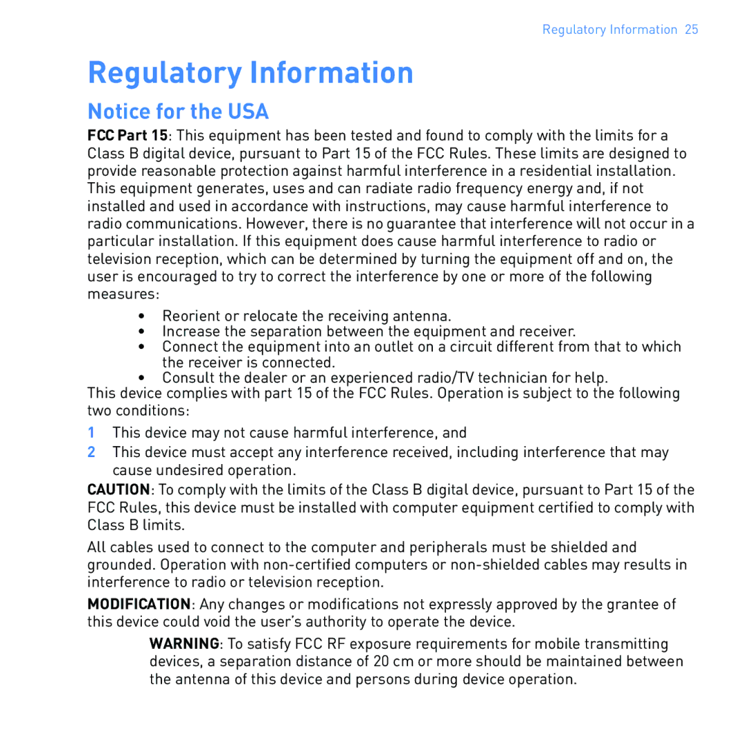 Creative SB1122 manual Regulatory Information 