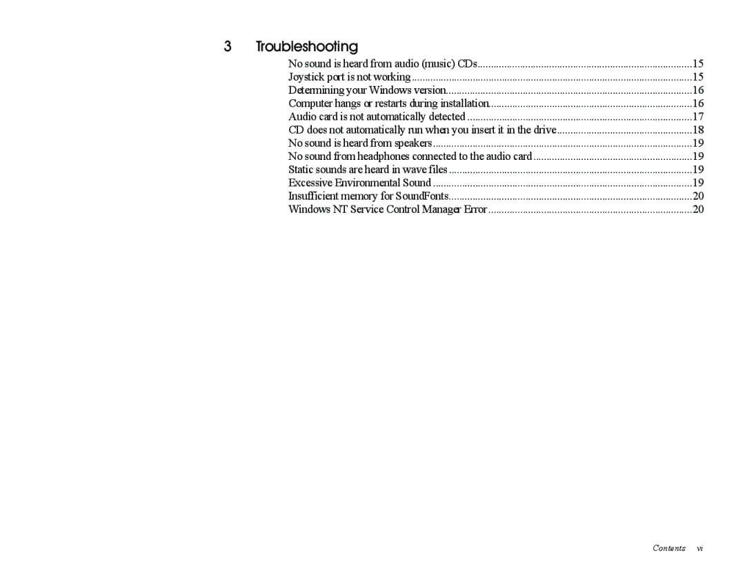 Creative Sound Blaster, PCI512 manual Troubleshooting 