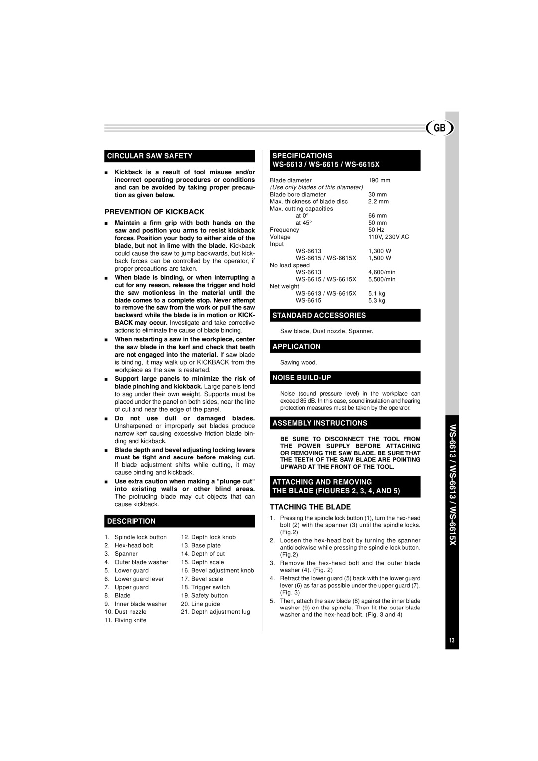 Creative WS-6615X Description, Specifications, Standard Accessories, Application, Noise BUILD-UP, Assembly Instructions 