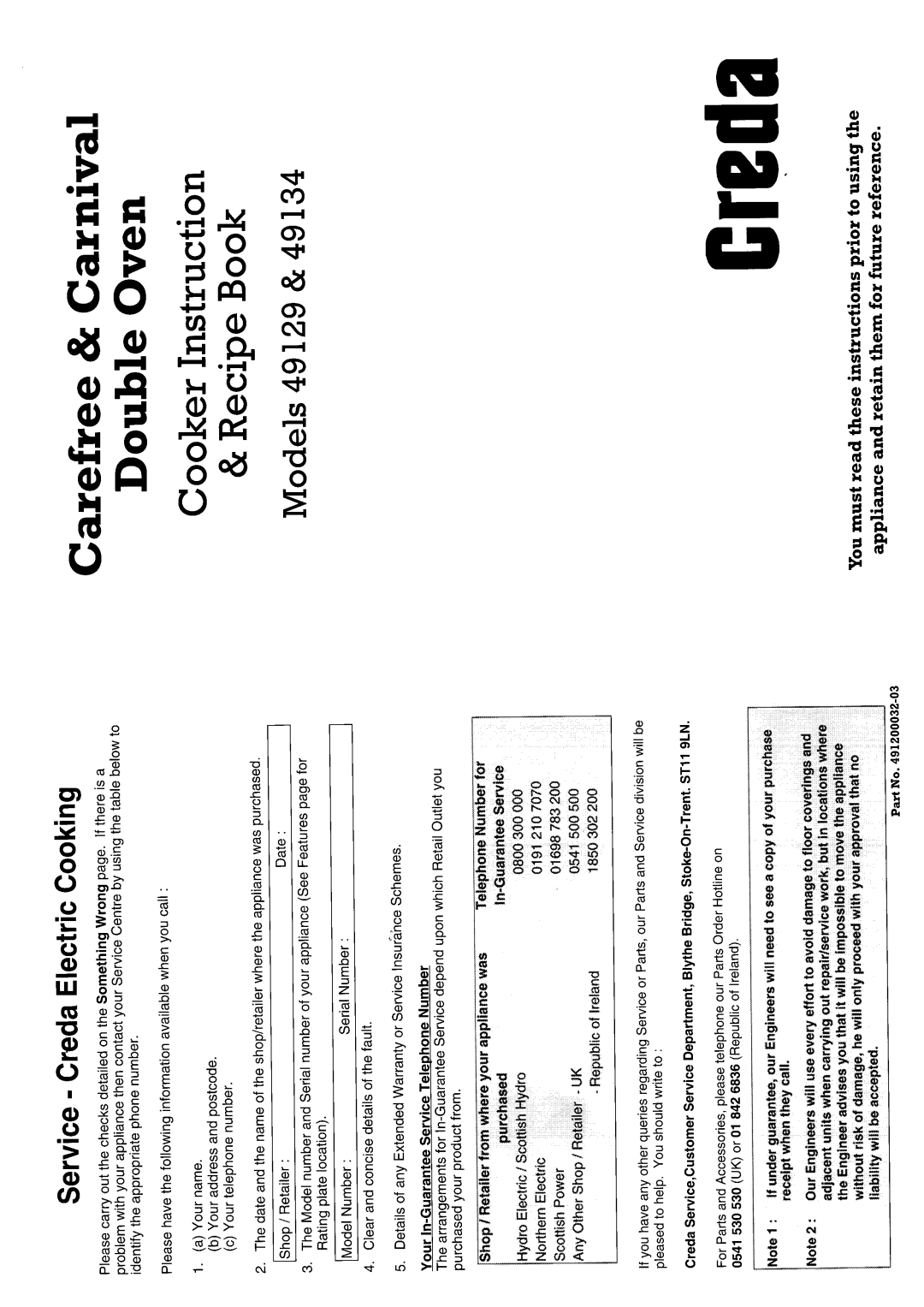 Creda 49134 manual 