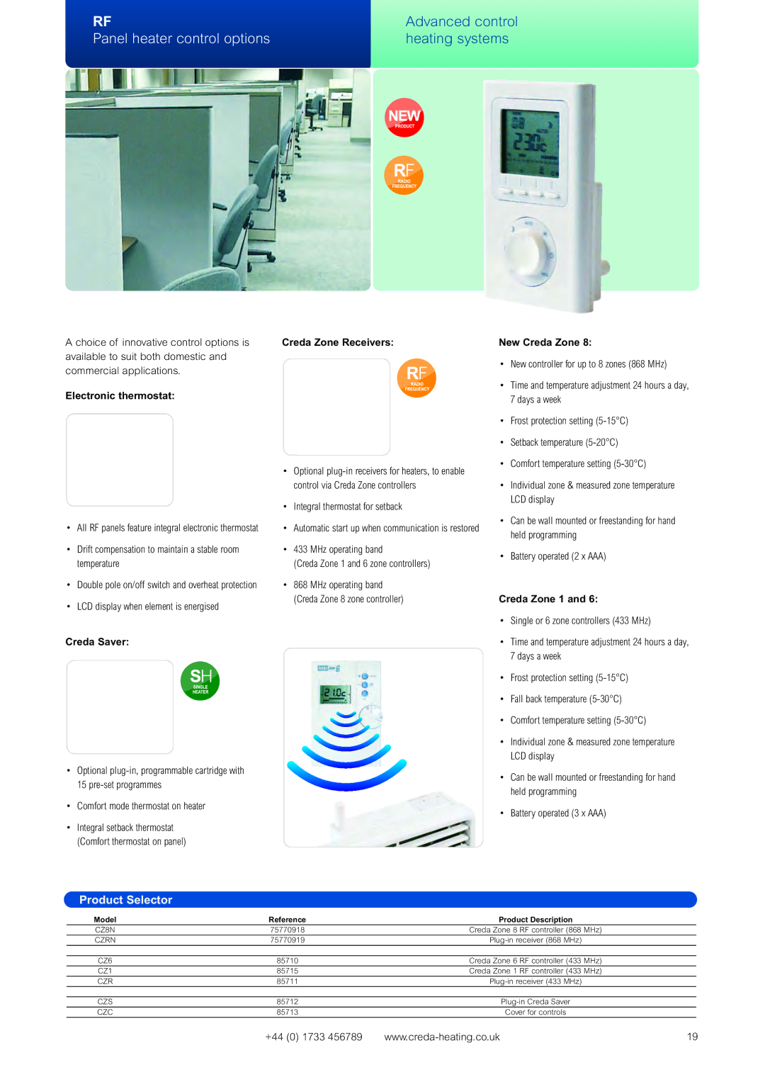 Creda Advanced Control Heating Systems Panel heater control options, Creda Zone Receivers New Creda Zone, Creda Zone 1 