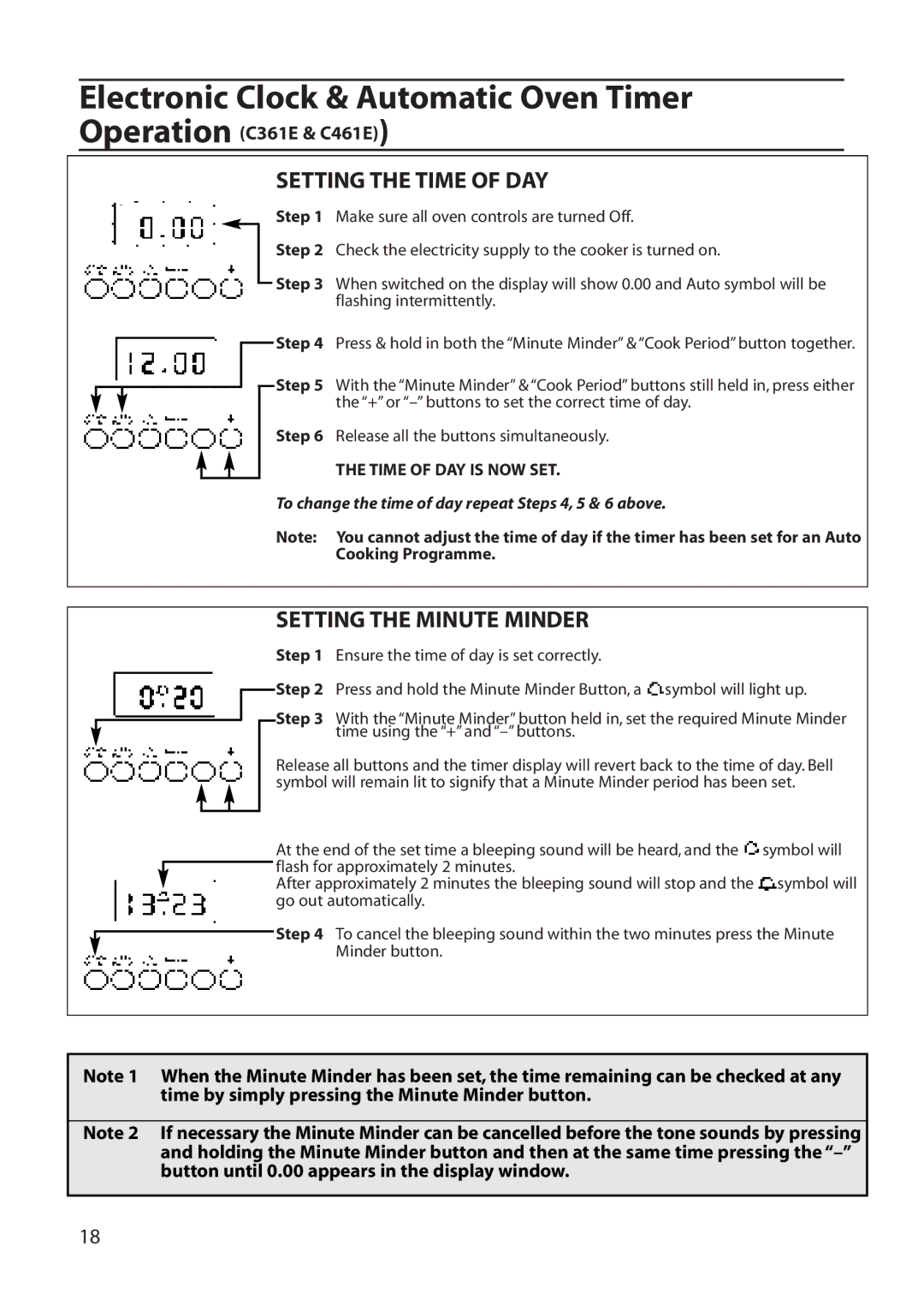 Creda C161E manual Electronic Clock & Automatic Oven Timer, Operation C361E & C461E 