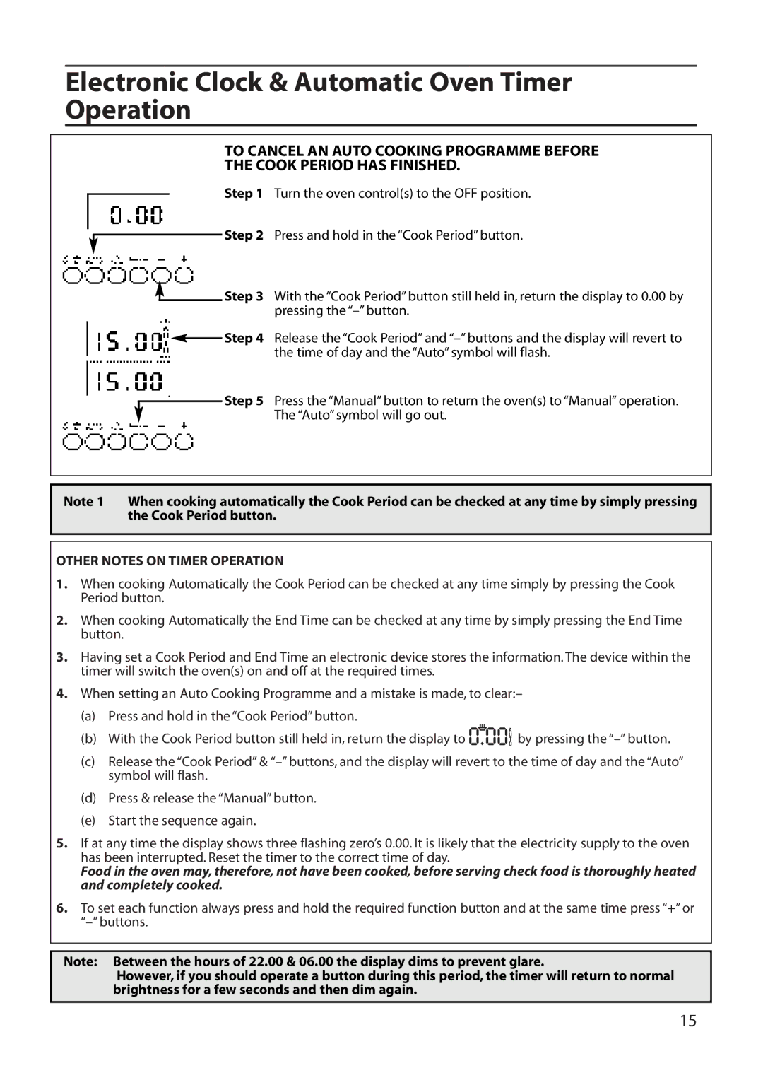 Creda C561E/R561E manual Other Notes on Timer Operation 