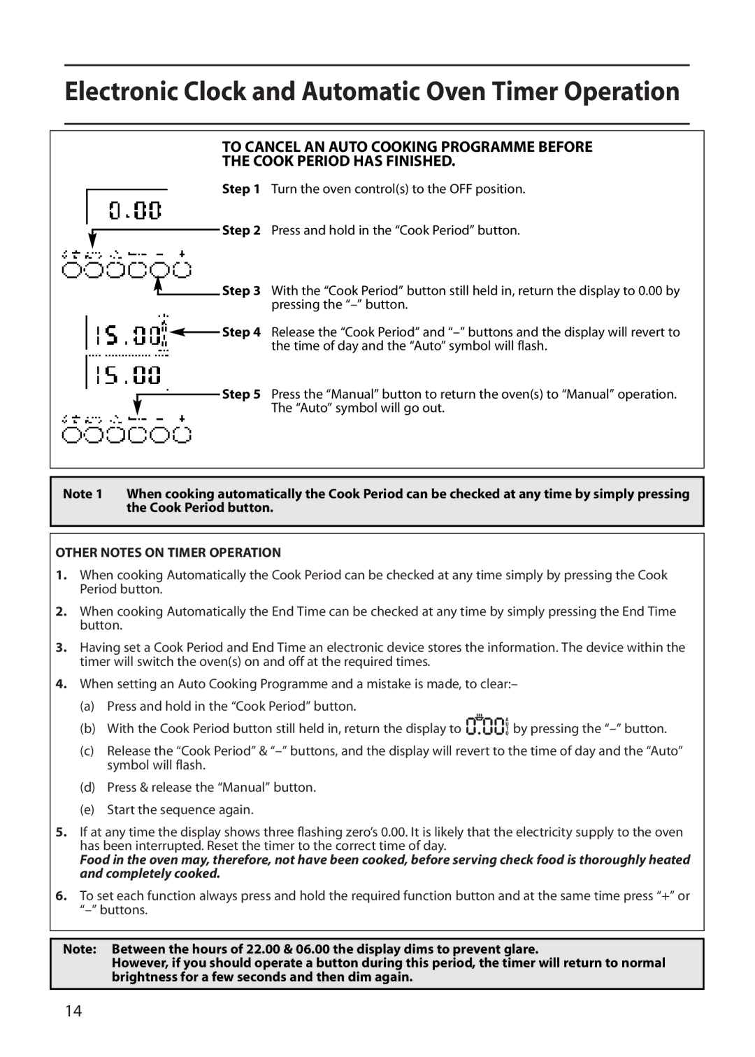 Creda CB01E manual Other Notes on Timer Operation 