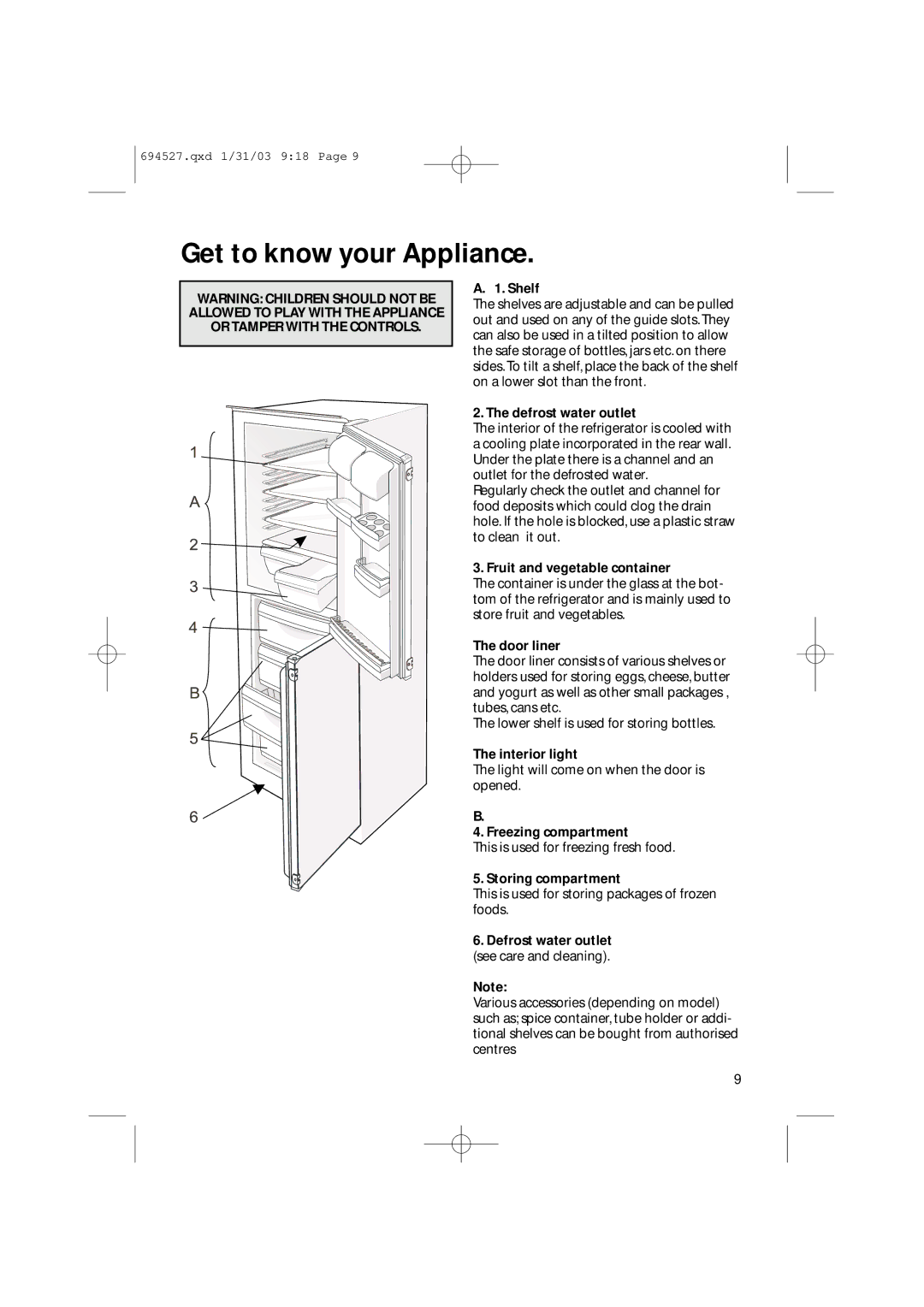 Creda CM 311 I manual Get to know your Appliance 