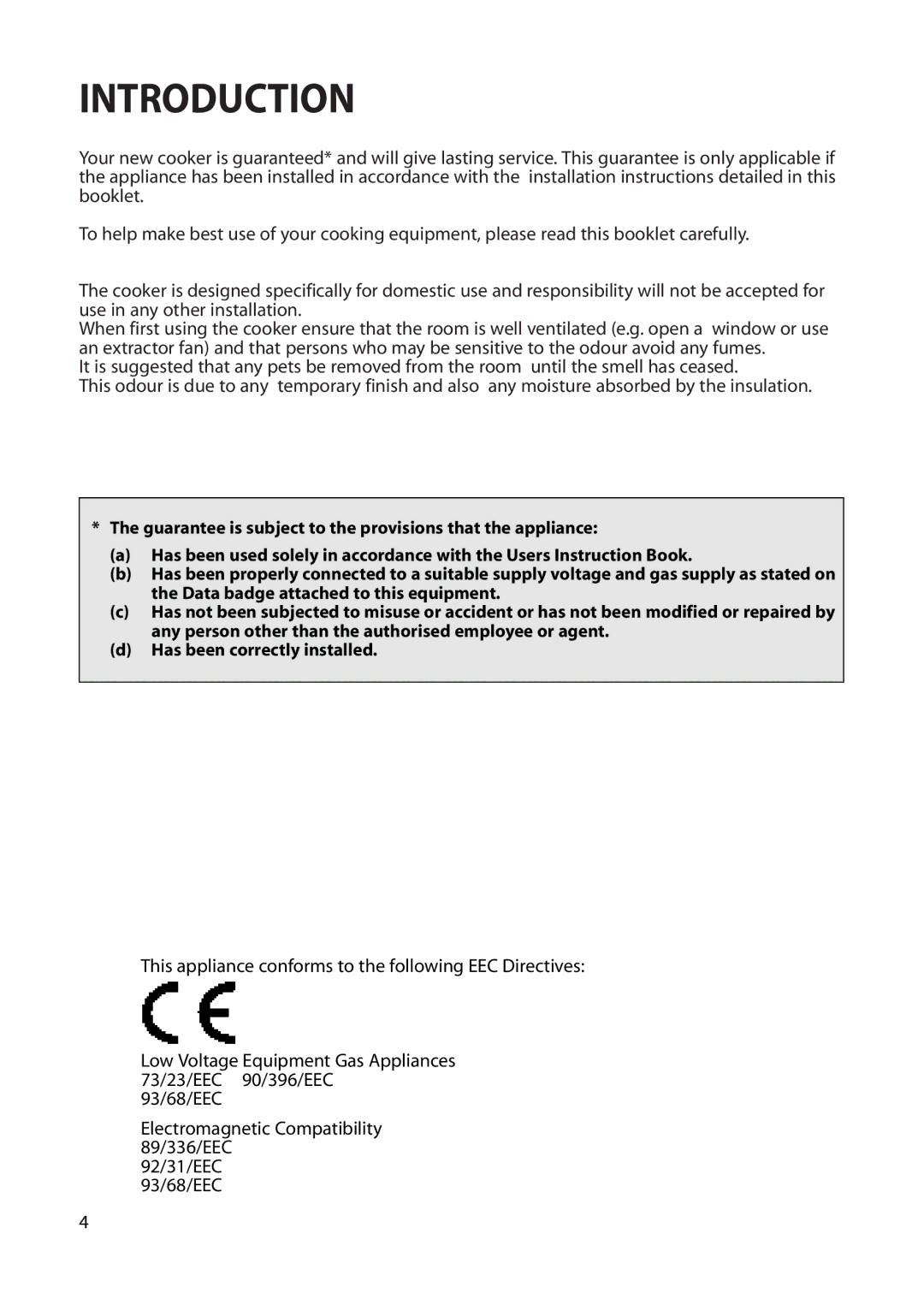 Creda Cordialle S120G installation instructions Introduction 