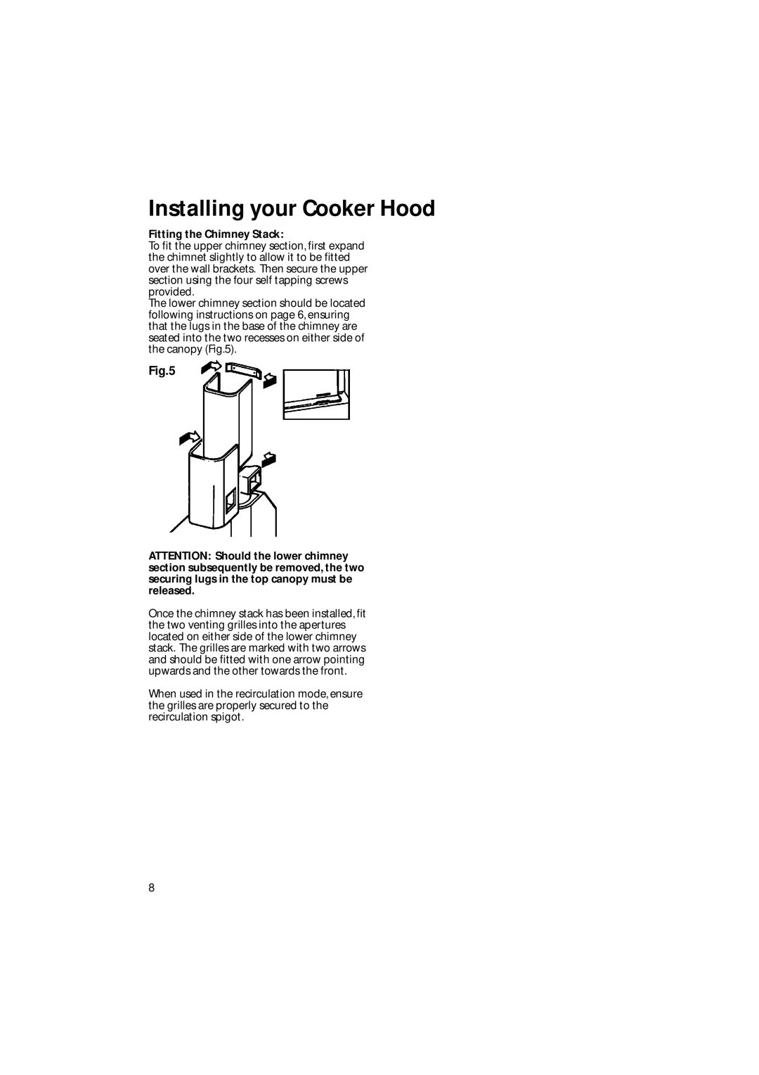 Creda CRC90, CRC65 manual Fitting the Chimney Stack 