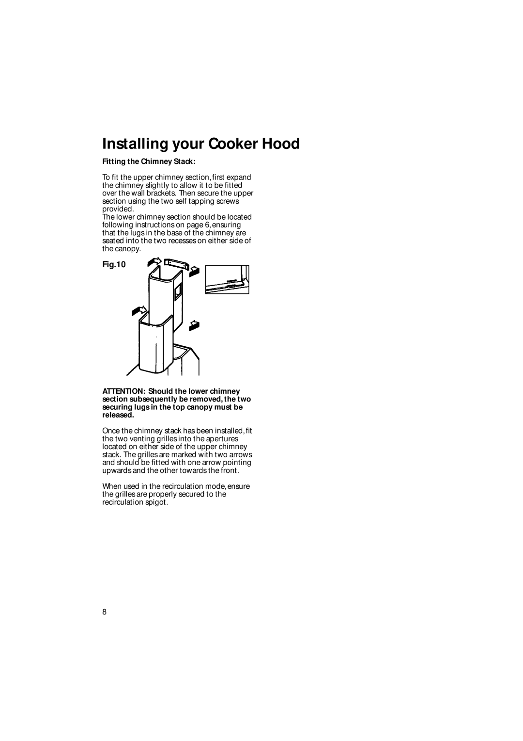 Creda CRC95 manual Fitting the Chimney Stack 